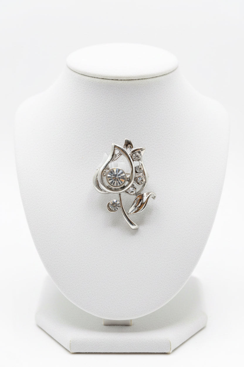 Silver Tone Bijoux By Meera tulip brooch