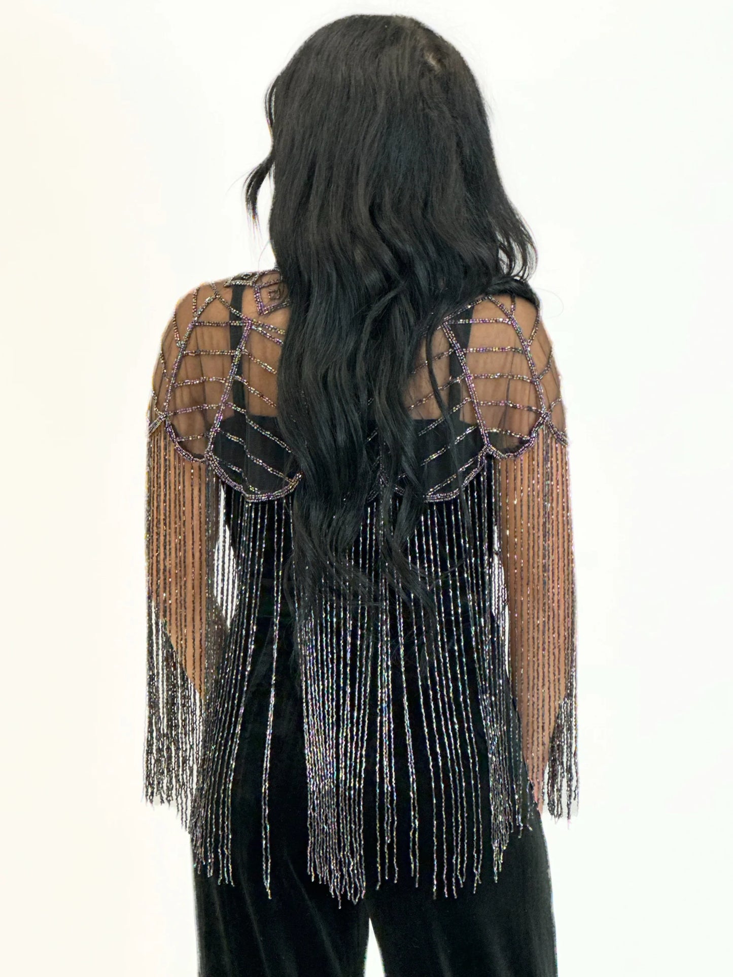 Peacock Glass Beaded Cape