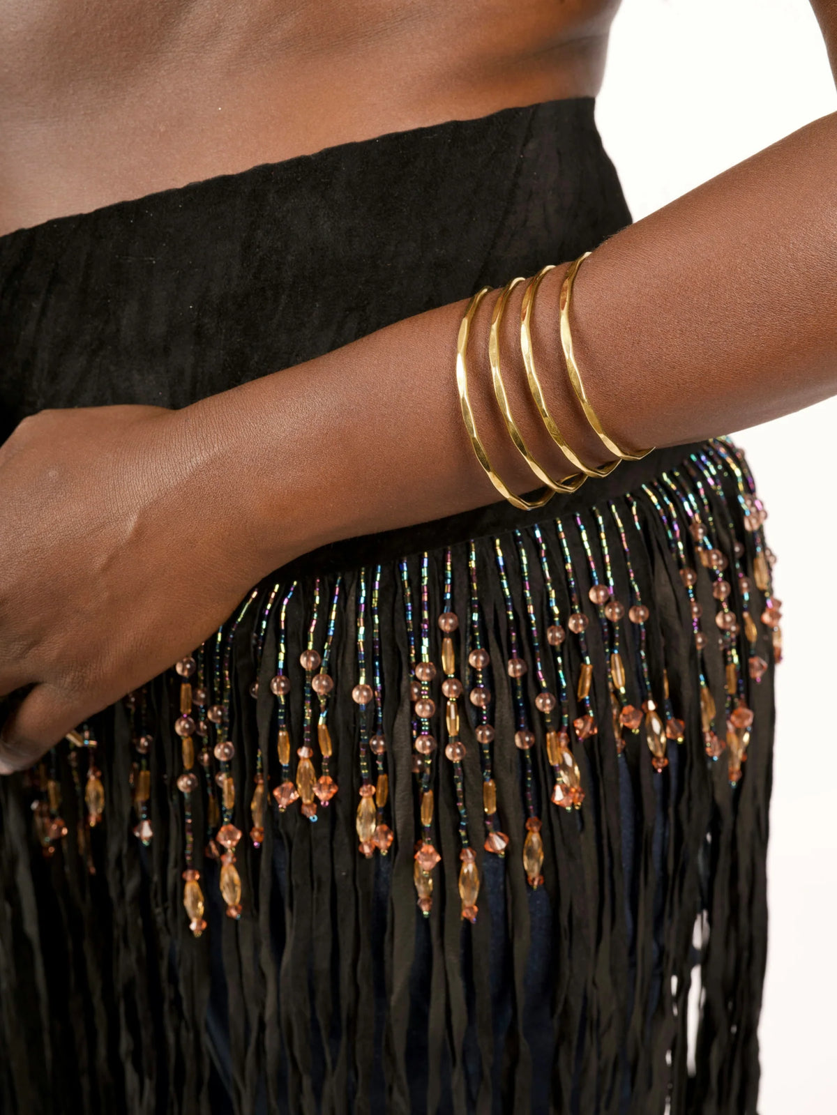 Long Suede Fringe Western Belt with Iridescent Beading by Pat Dahnke