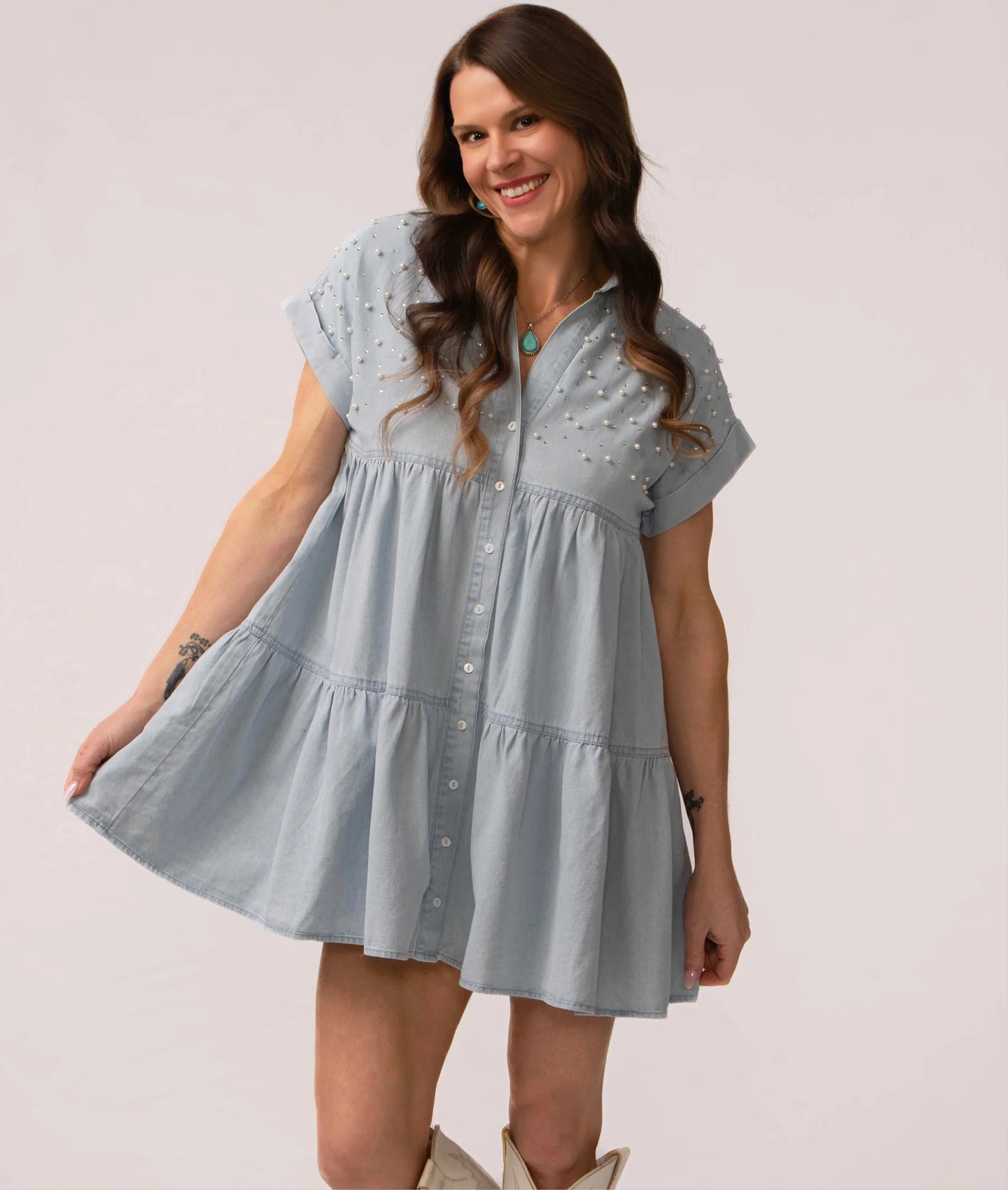 Cute and Charming Loose Fit Denim Dress