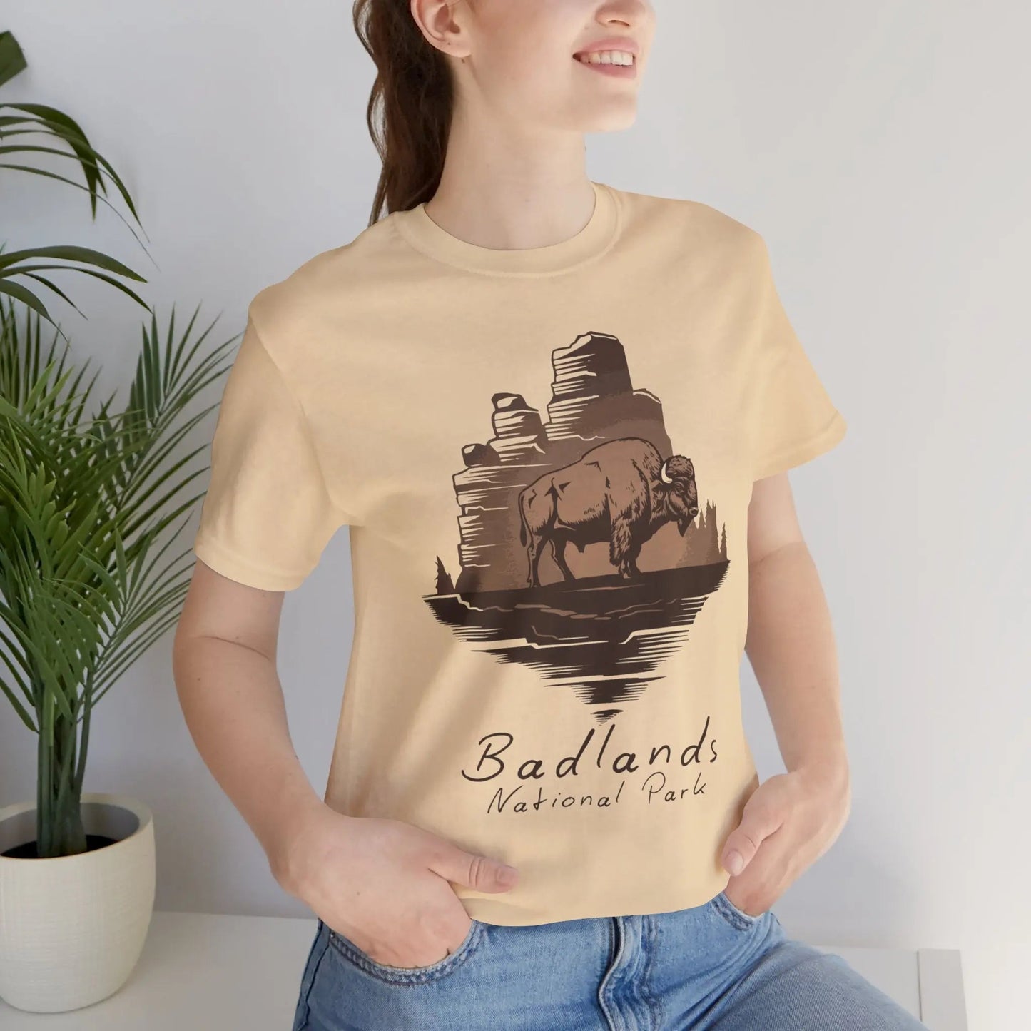 Badlands National Park Unisex Fit Soft T-shirt Roaming Buffalo Tee