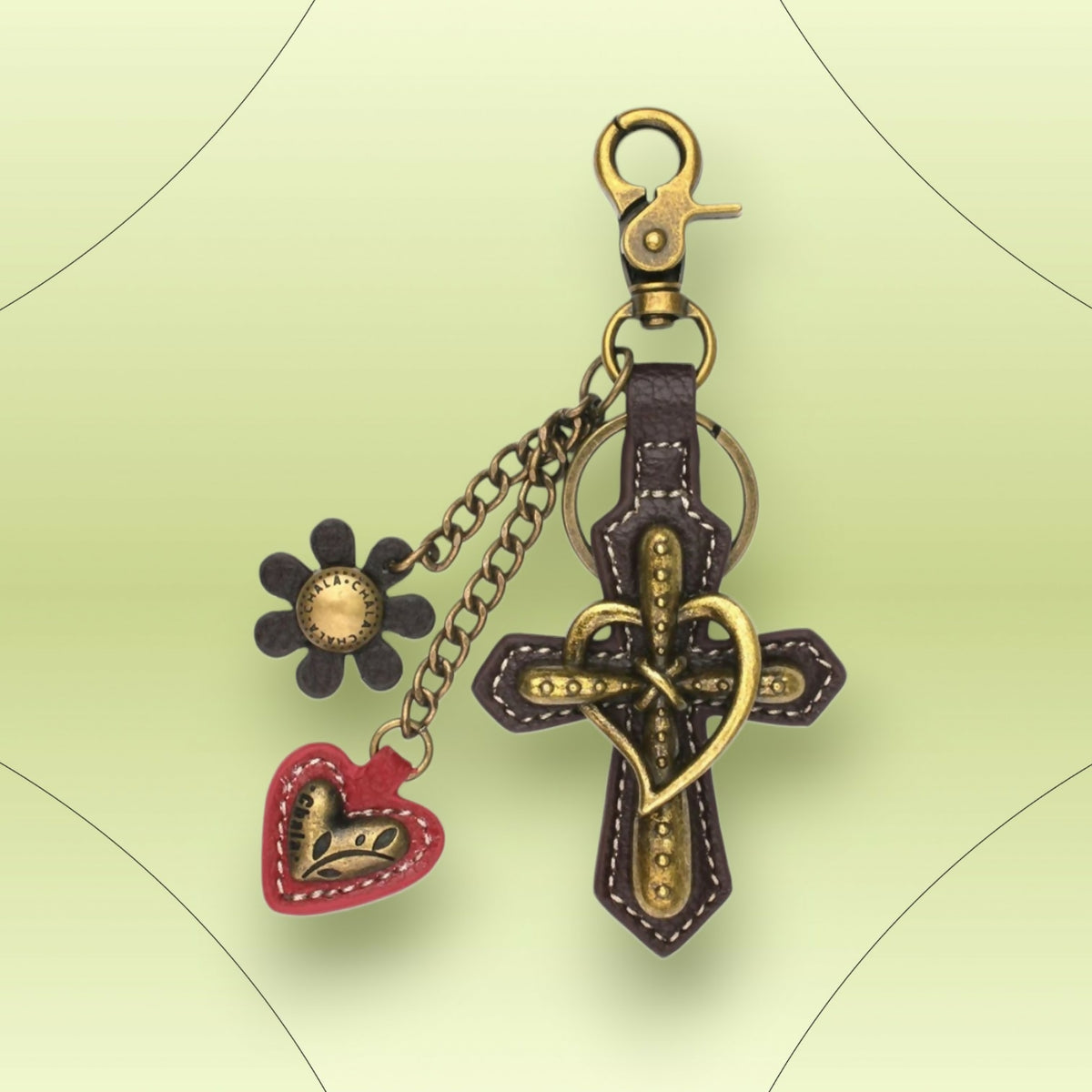 Anytime Crystals Chala Handbags Metal Charming Keychain - Cross
