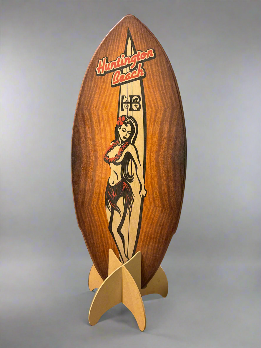 California 20" INCH WOODEN NOVELTY SURFBOARD HUNTINGTON BEACH
