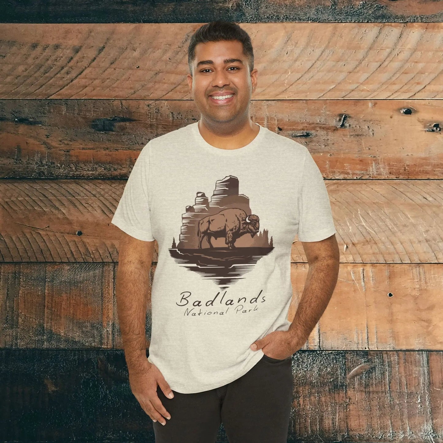Badlands National Park Unisex Fit Soft T-shirt Roaming Buffalo Tee