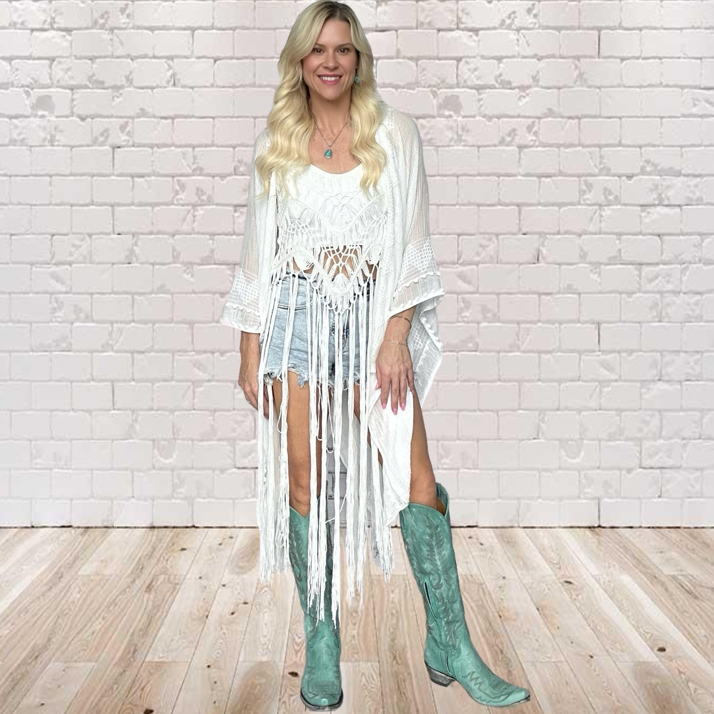 Long Fringe Hem Crochet Top