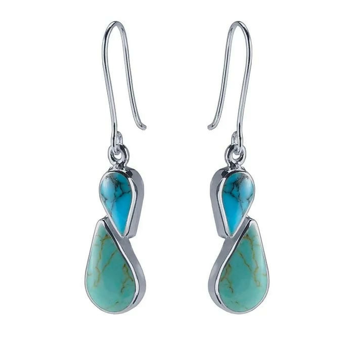 Sterling Silver Turquoise-Set Earrings