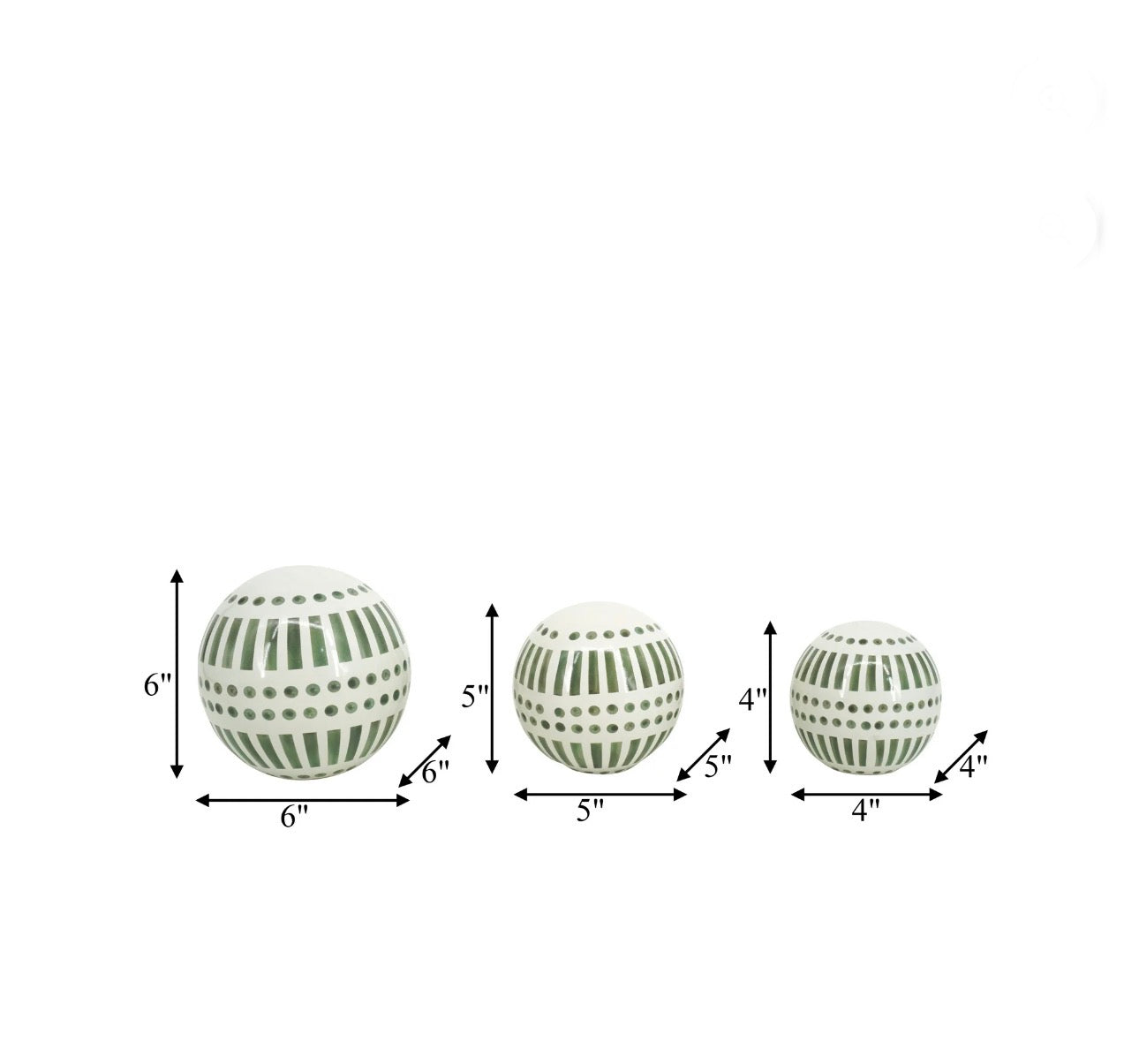 Home Set of Orbs 3 6/5/4" -Green