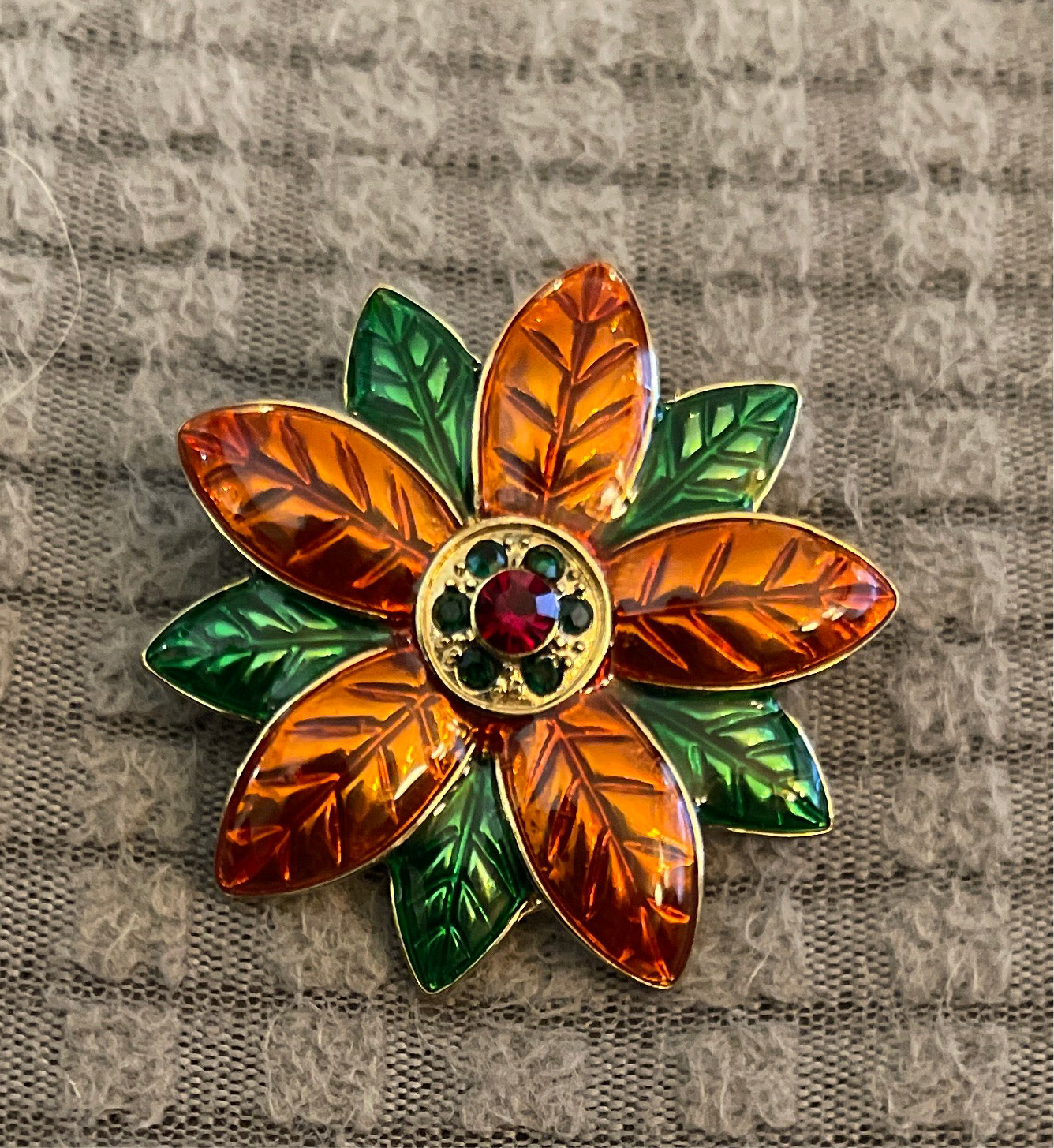 Vintage Enamel Poinsettia Broach