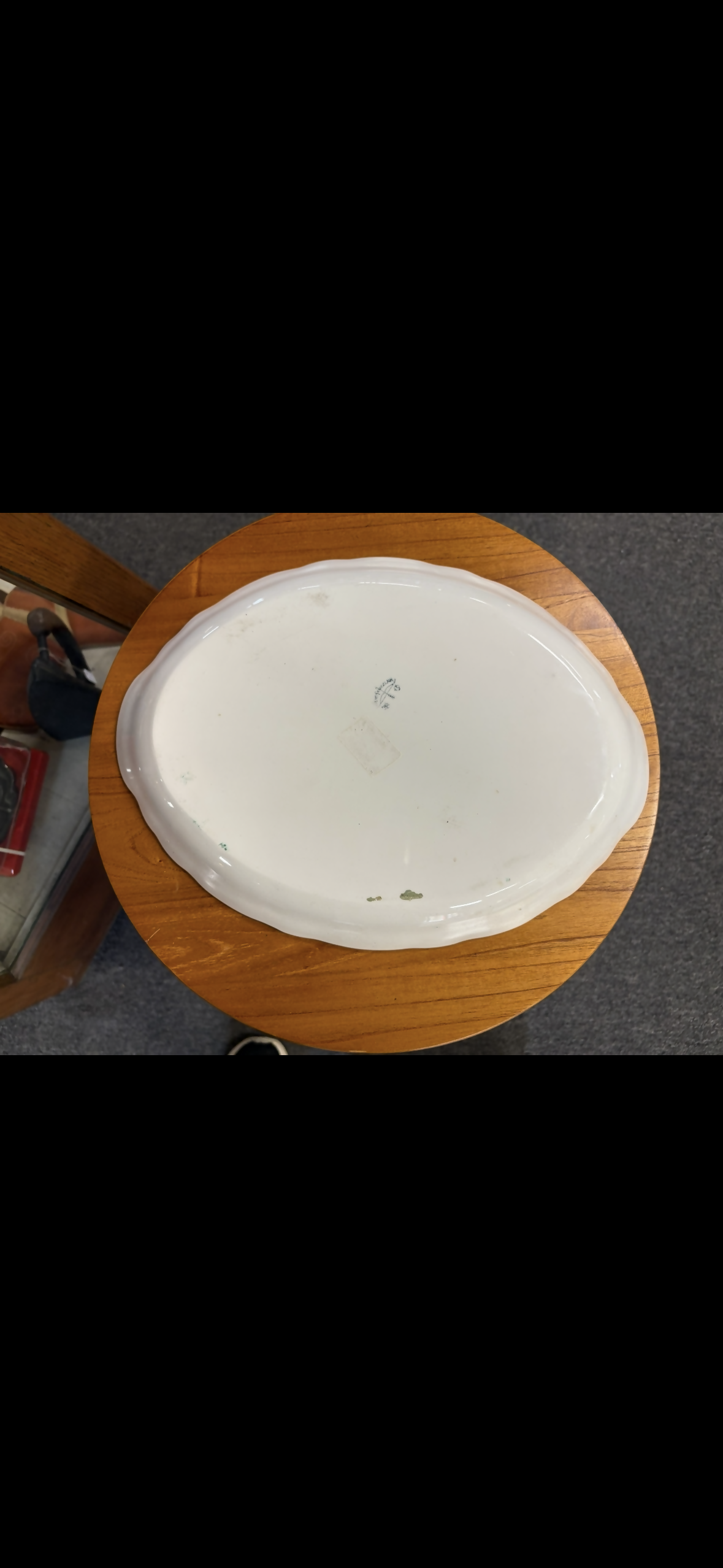 White and green platter