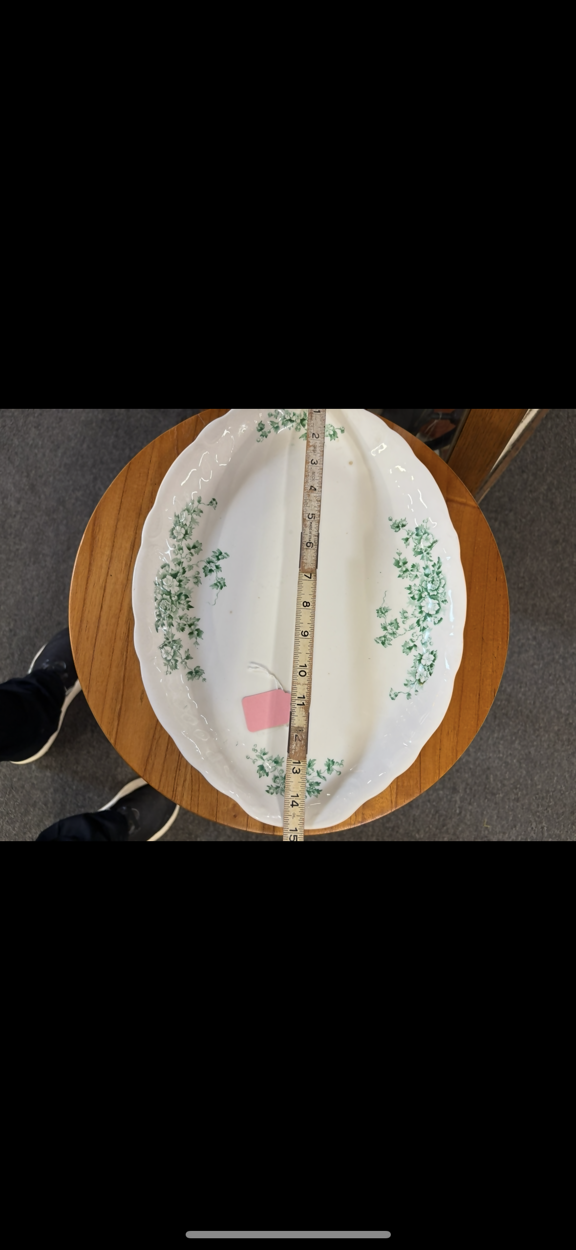 White and green platter