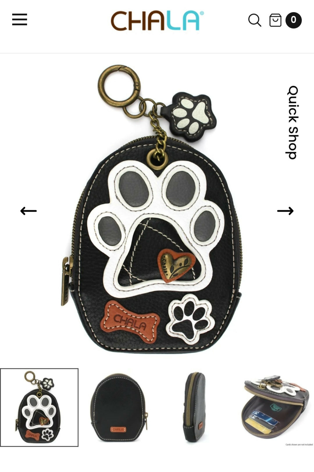 Anytime Crystals Chala Handbags Coin Purse Keychain - Pawprint