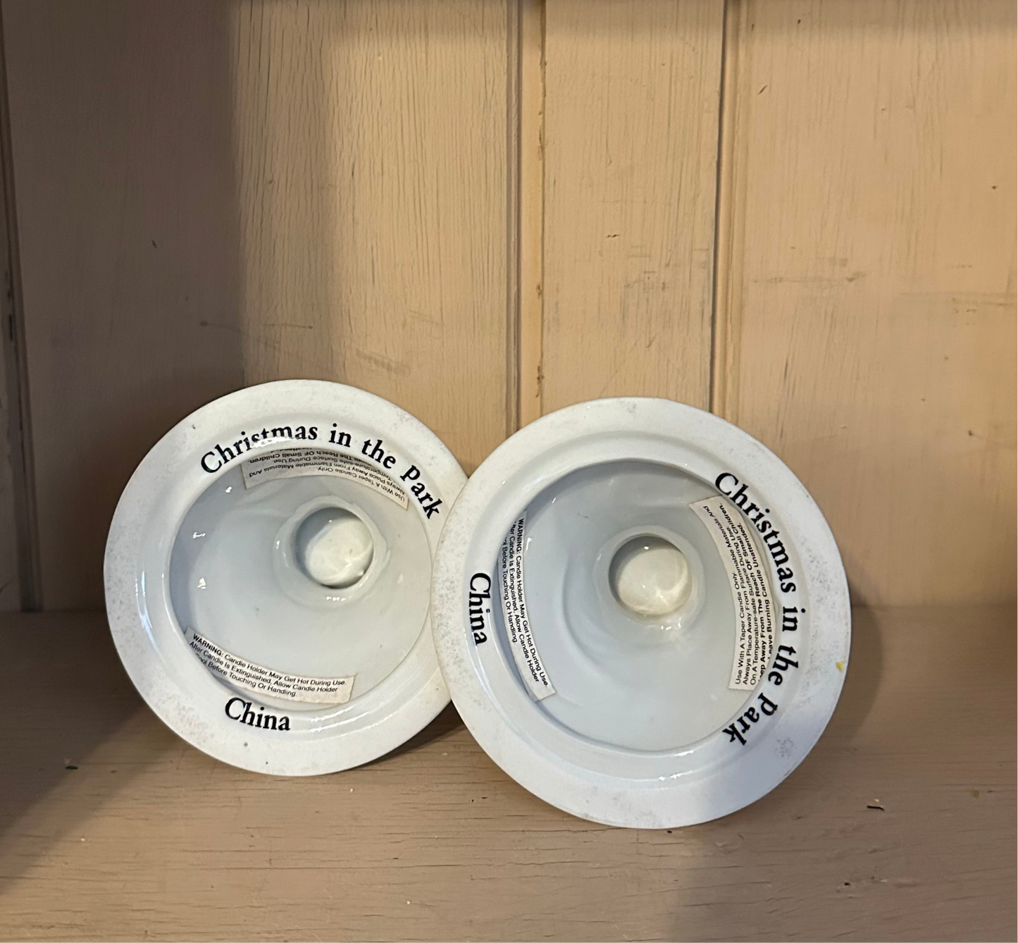 Christmas in the Park ceramic candlesticks