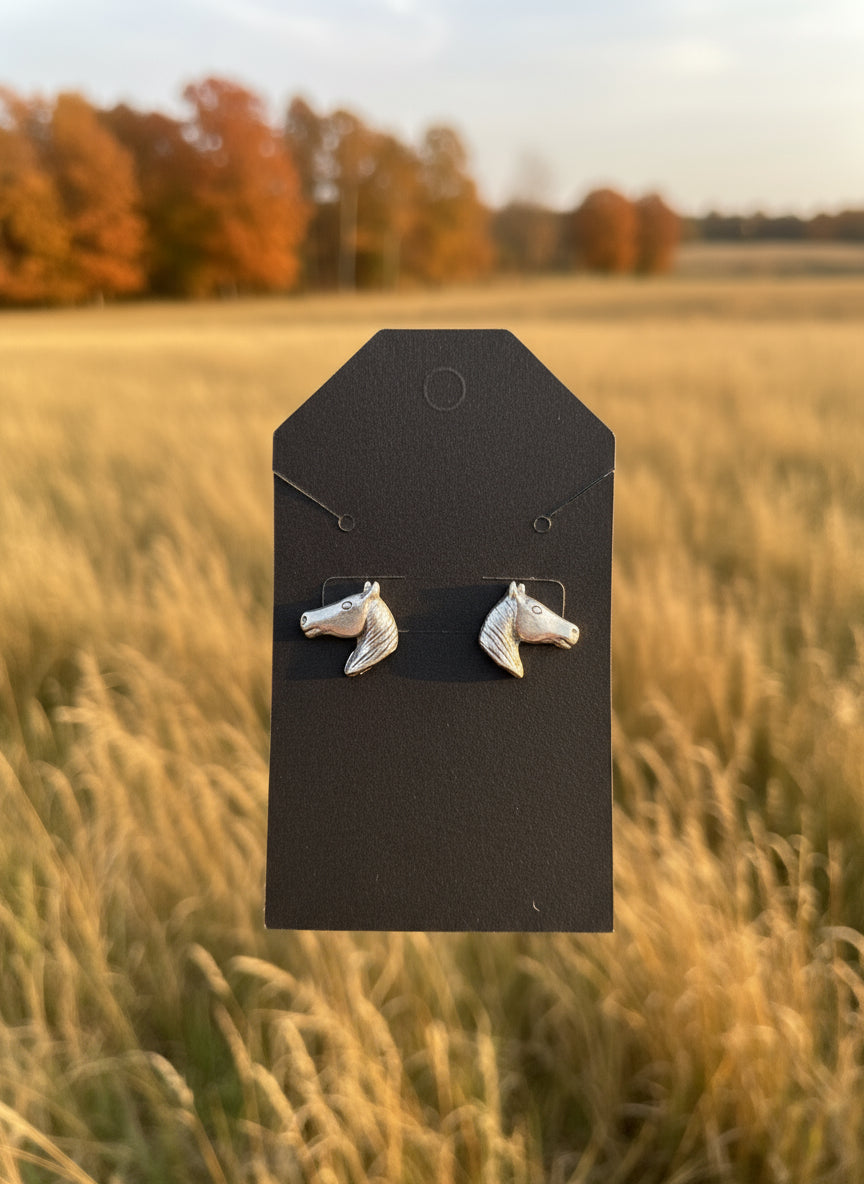 STERLING SILVER HORSE EARRINGS