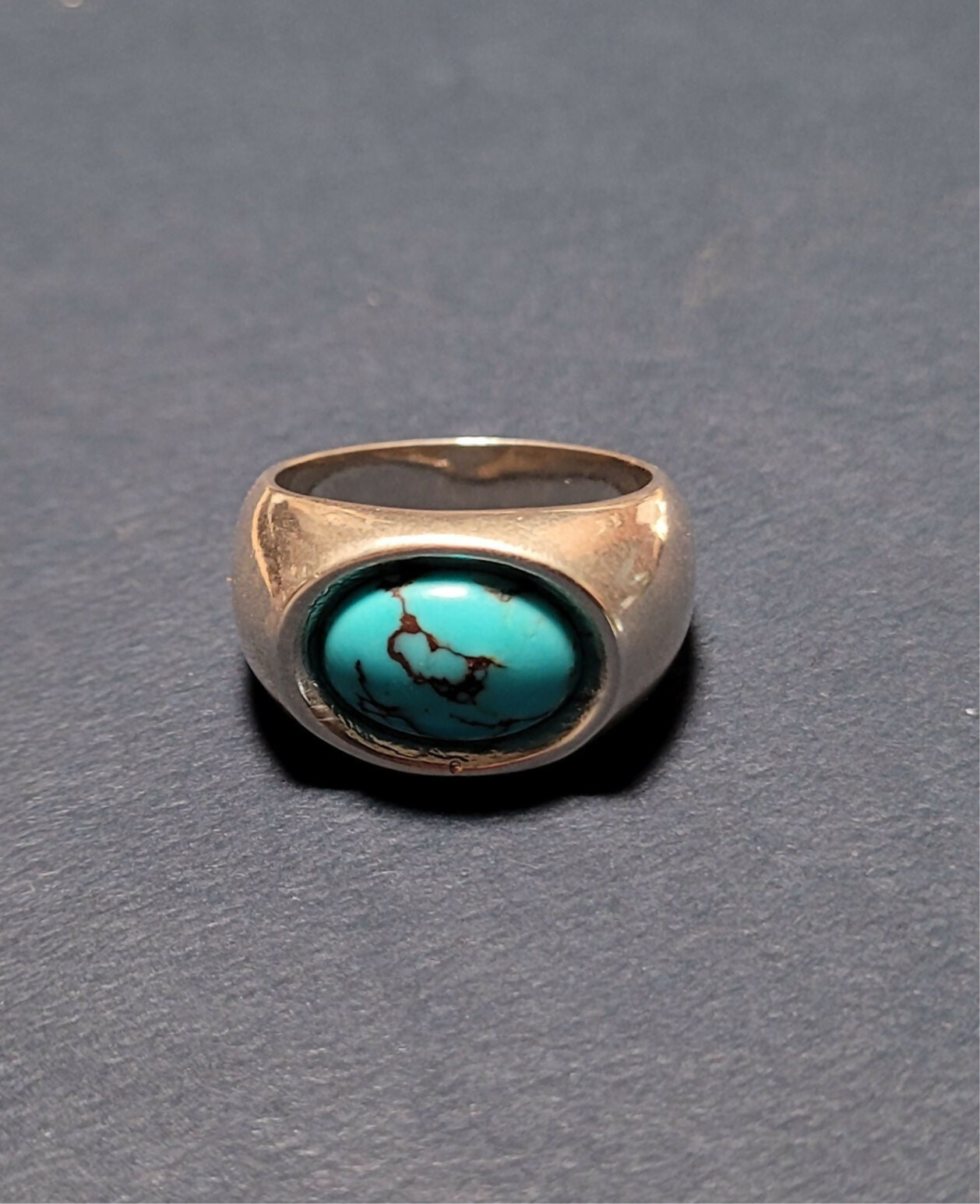 D- Sterling Silver 14 x 10 mm Chinese Turquoise Ring