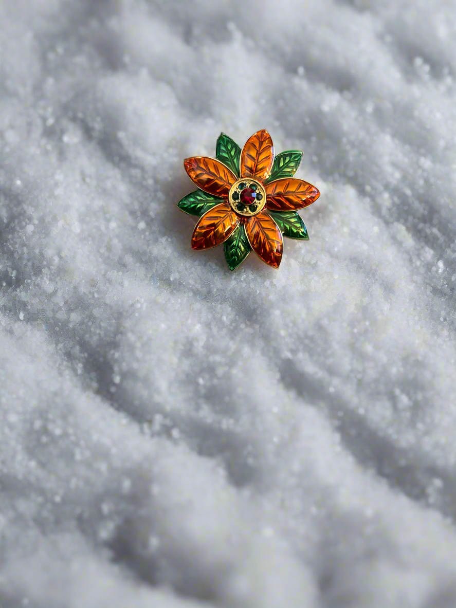 Vintage Enamel Poinsettia Broach