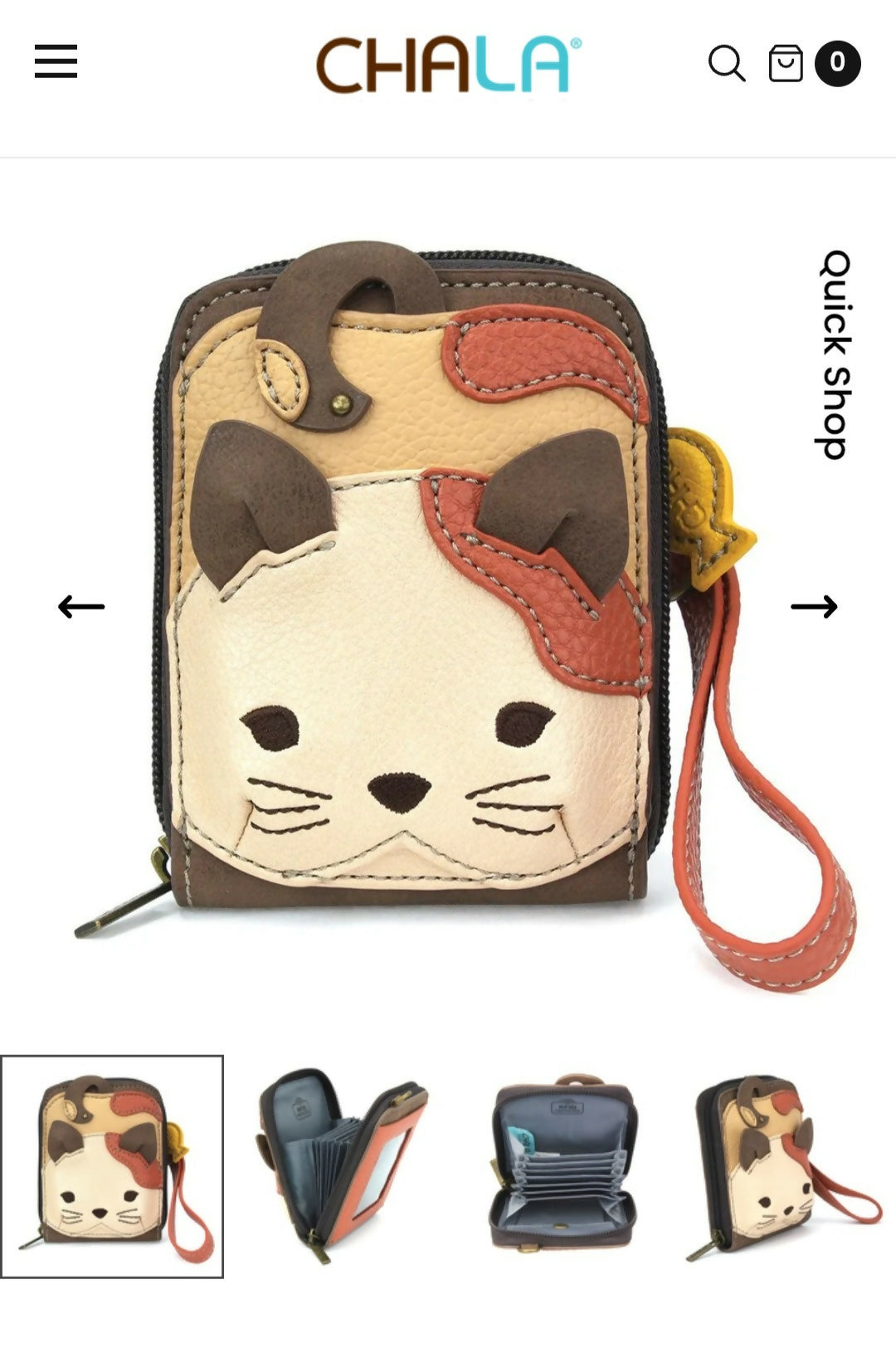Anytime Crystals Chala Handbags Cute-C - Credit Card Holder / Wallet Wristlet - Cat