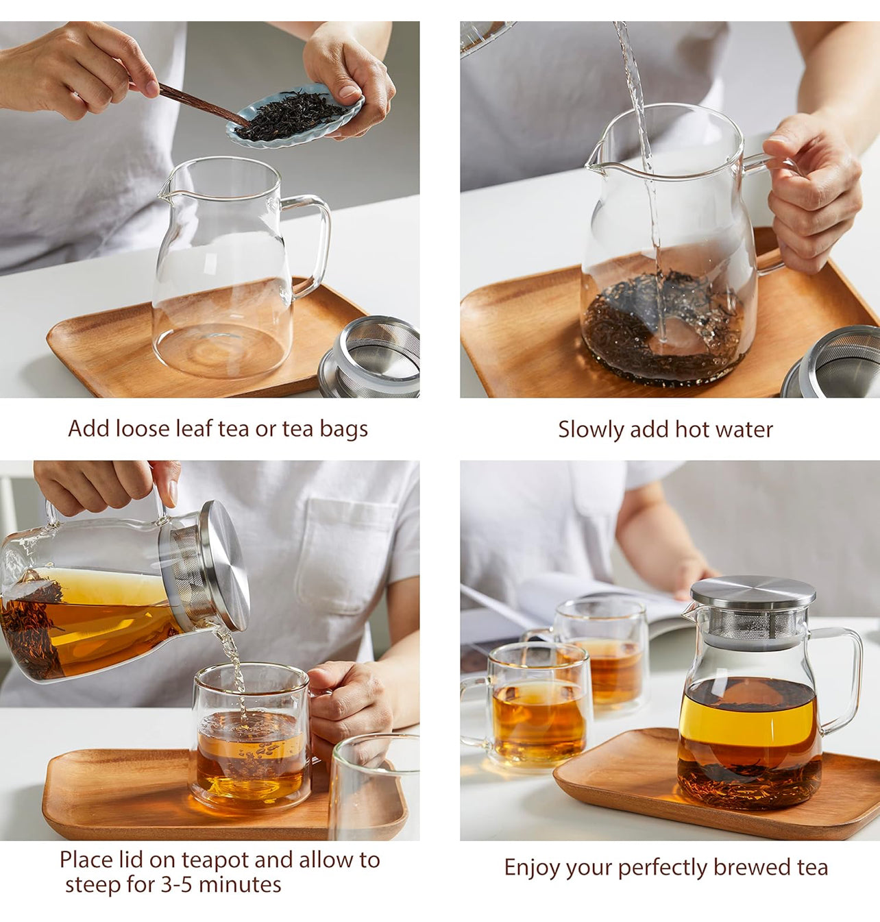 Loose leaf teapot with built in stainless steeper