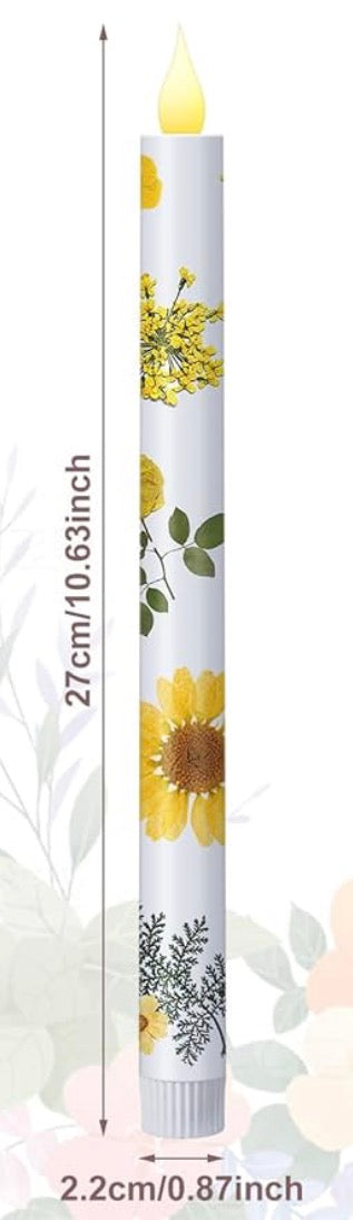 Flameless Dried Flower Design Taper Candlestick LED