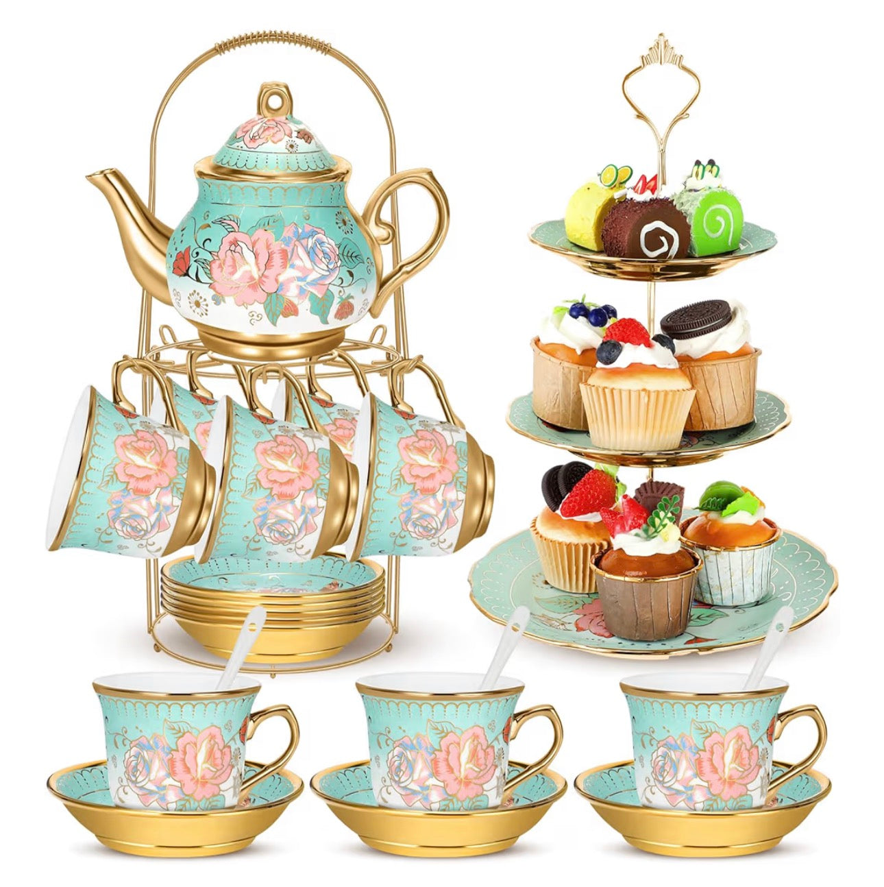 21 Pcs Ceramic Teapot Set