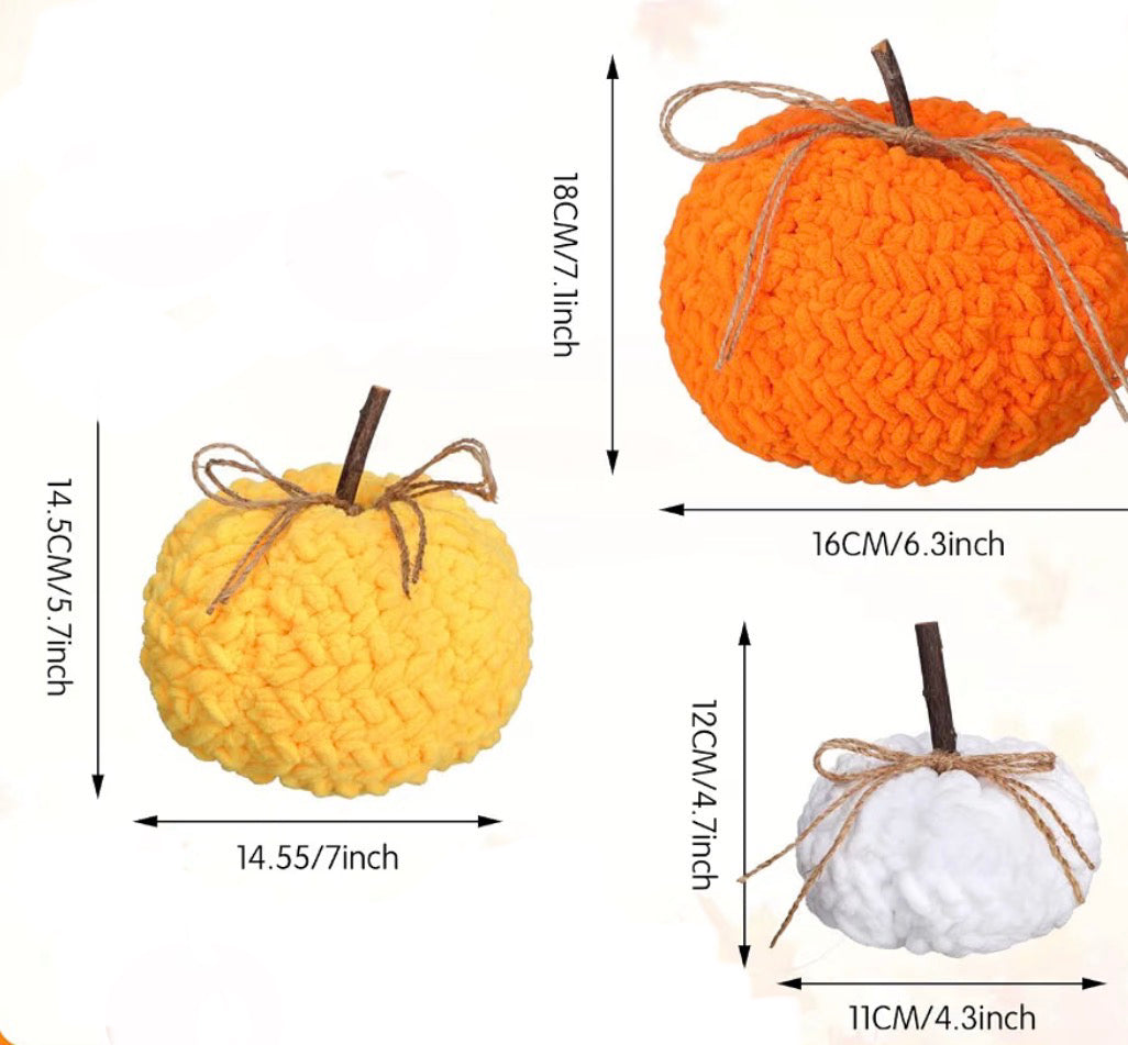 3 Pcs Fall Crochet Pumpkin Knit Pumpkins