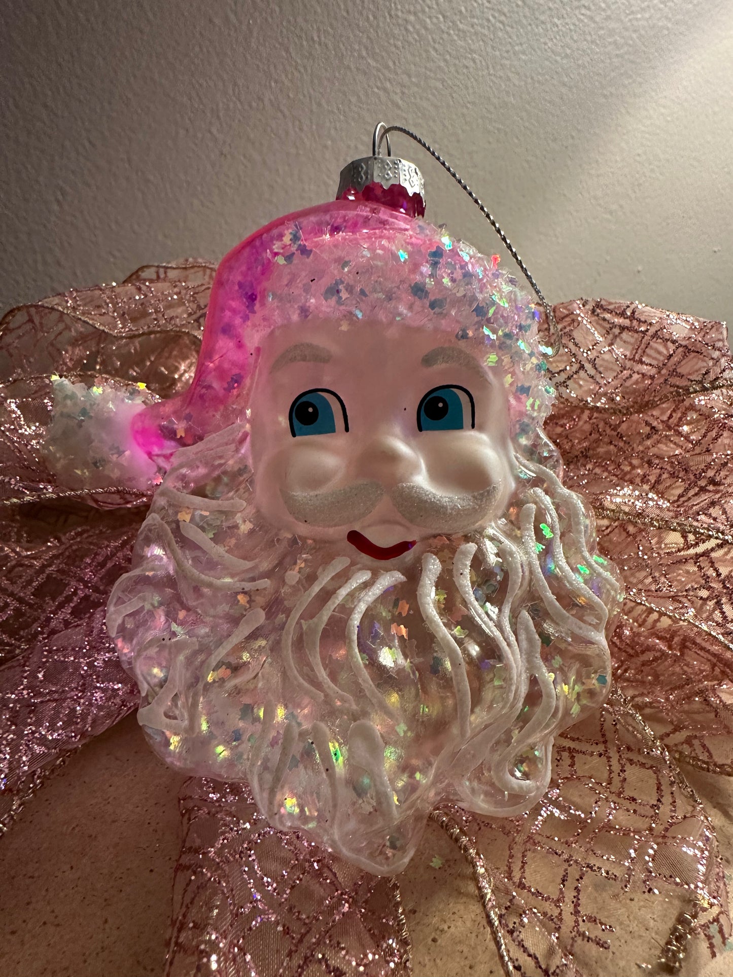 Pink Santa Ornament