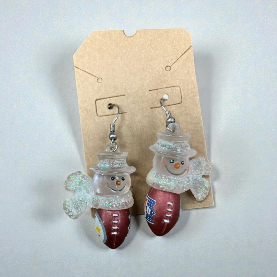 Pittsburgh Steelers Acrylic Snowman Football Earrings