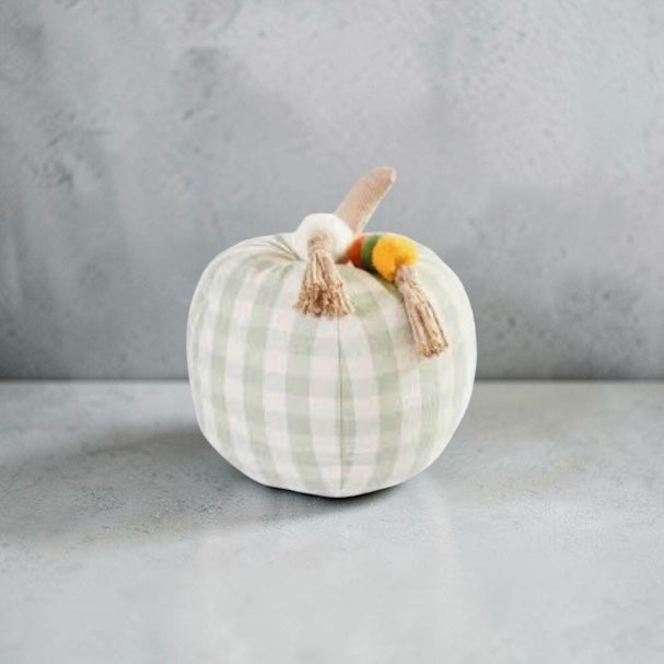 At Home Gingham Pumpkin Shaped Throw
Pillow - Green