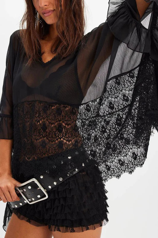 Oversized Bohemian Lace Blouse