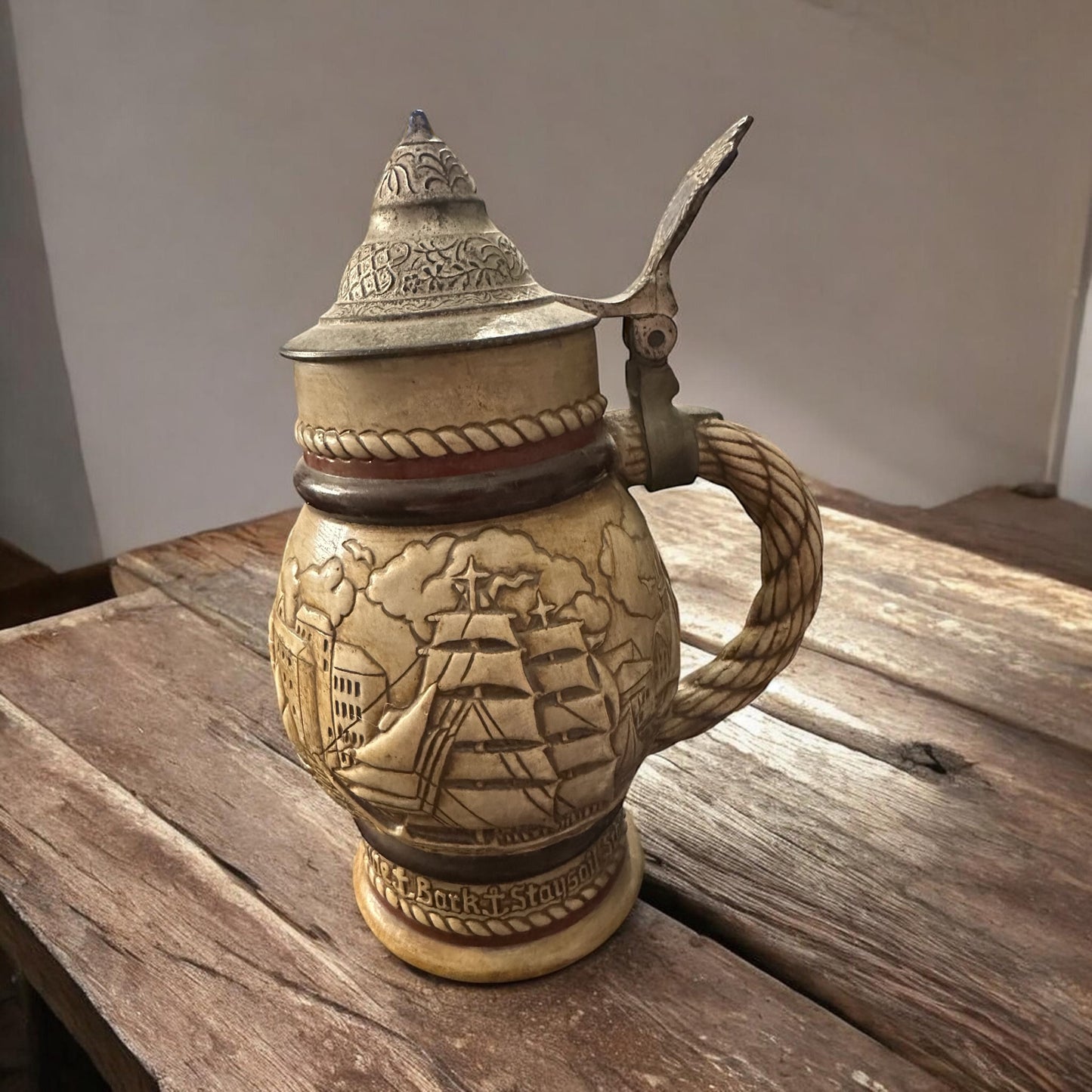 1977 Avon Exclusively Ship Lidded Stein