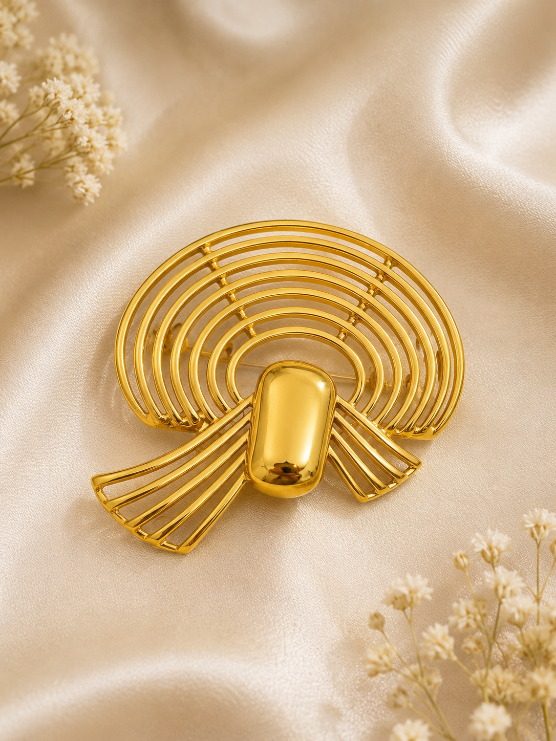 Vintage Monet Gold Tone Abstract Ribbon Brooch | Signed Designer Statement Pin