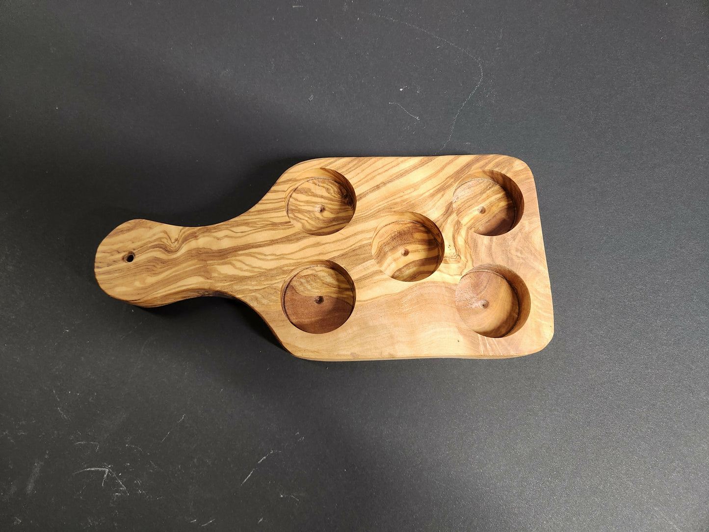 single Olive wood Char-shooterie board