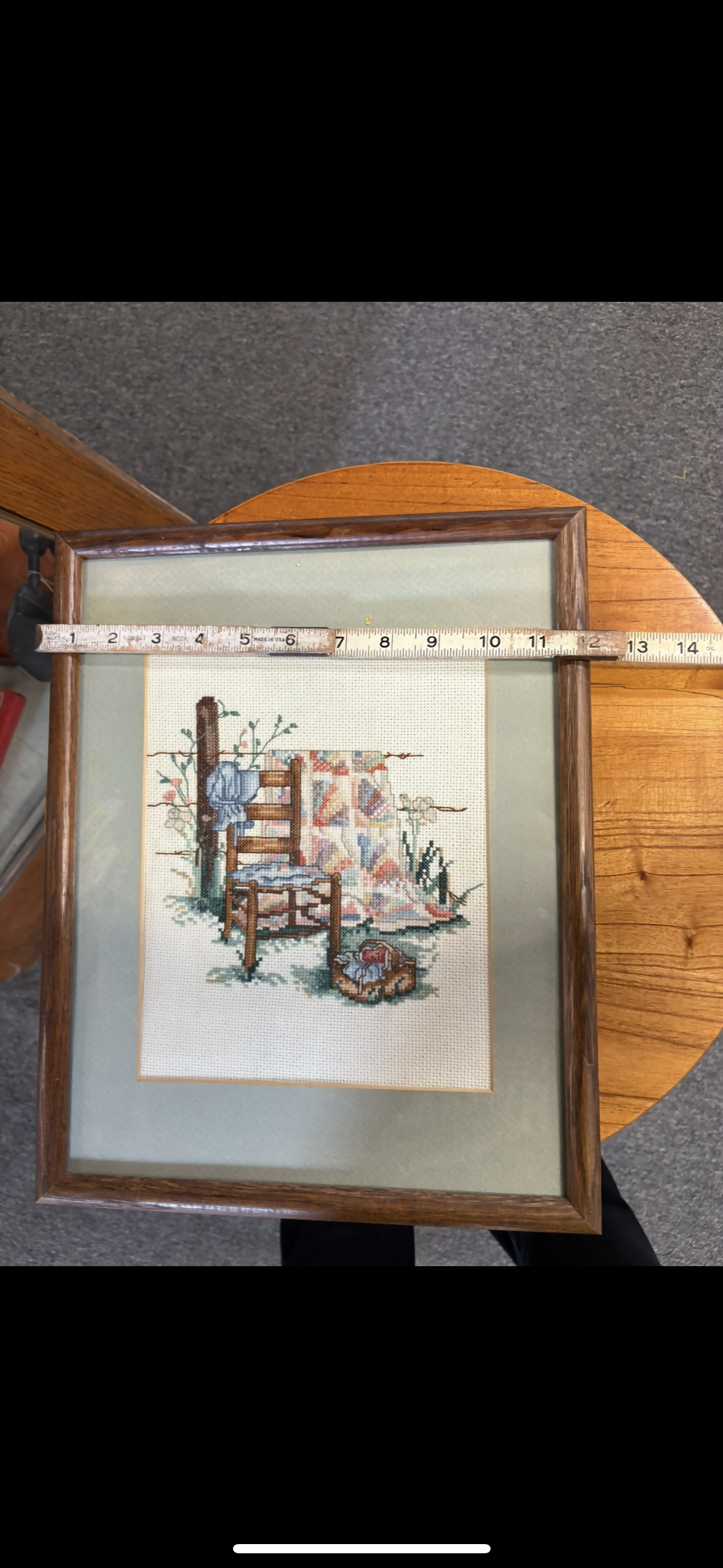 Cross stitch Chair and quilt