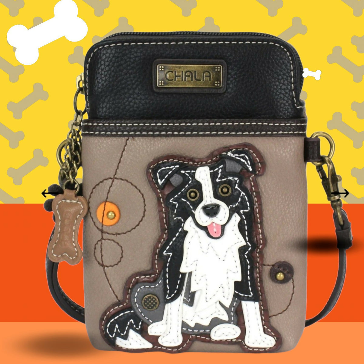 Anytime Crystals Chala Handbags Cellphone Xbody - Border Collie