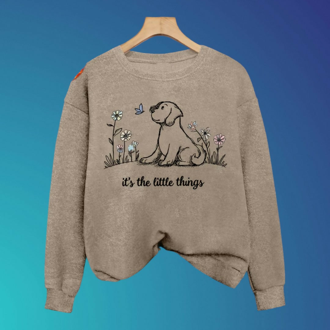 Anytime Crystals Pup & Butterfly Sweater