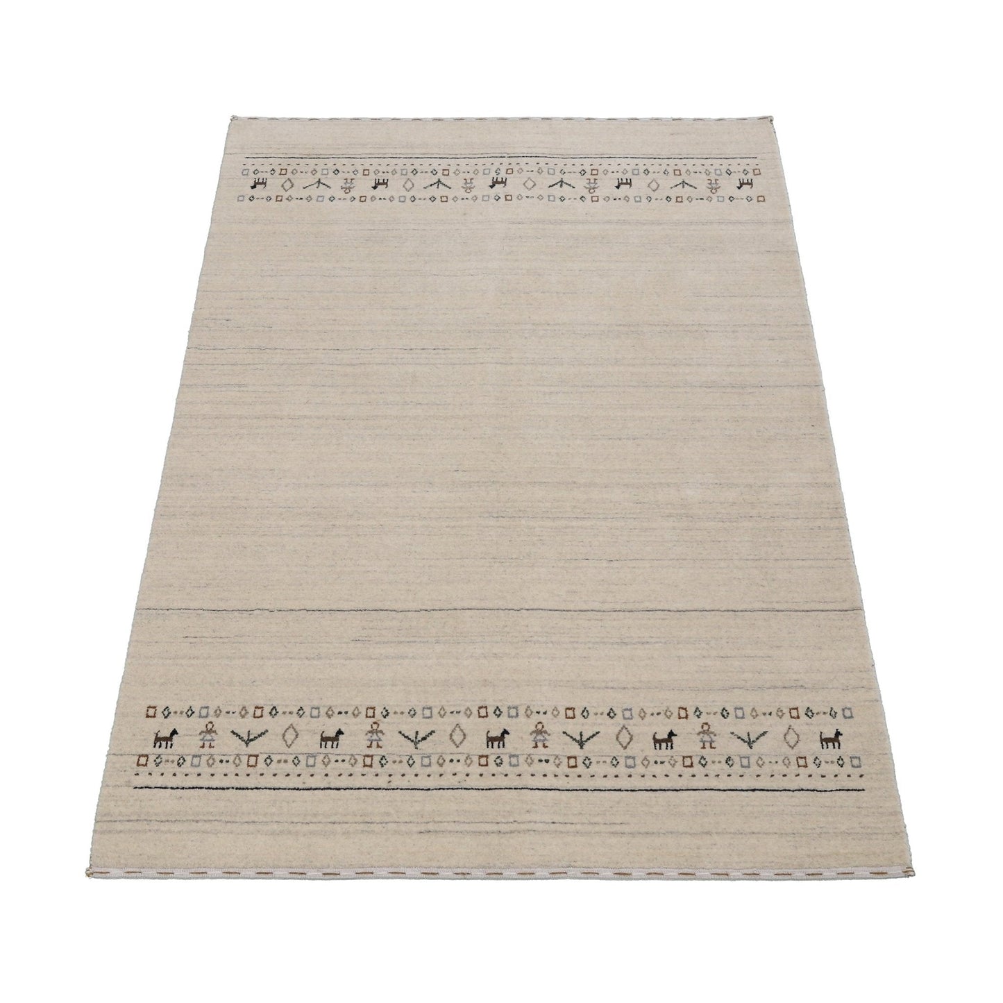 Beige Contemporary Pattern Hand Loomed Wool Area Rug