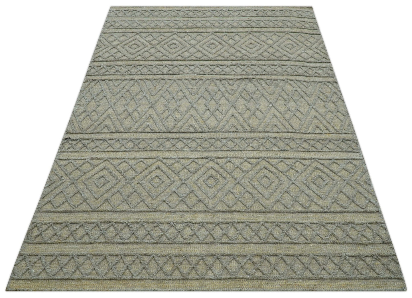 Custom Made Hand Knotted Modern Contemporary Gray Wool Area Rug