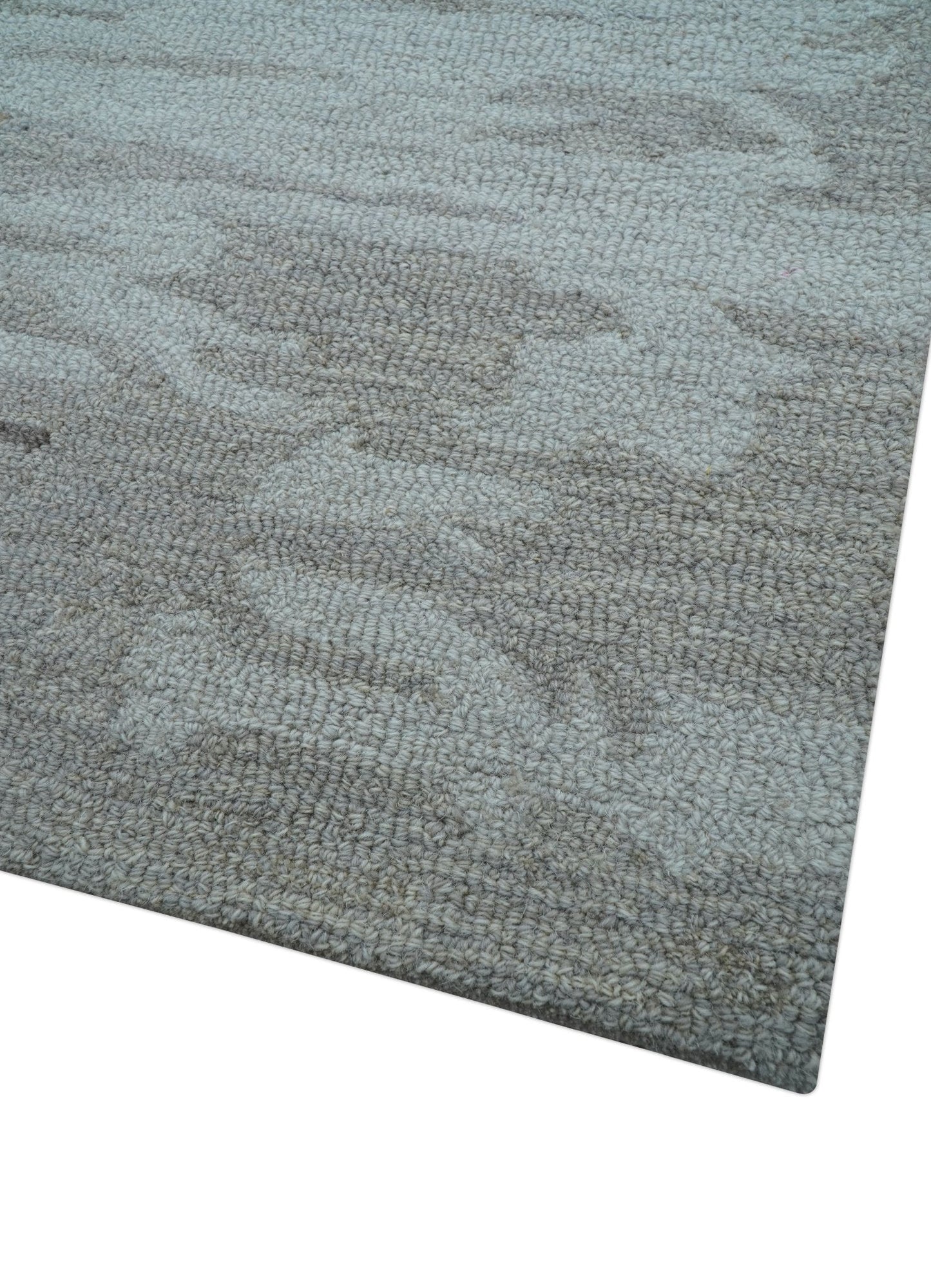 Custom Made Modern Abstract Silver And Blue Hand Tufted Wool Rug
