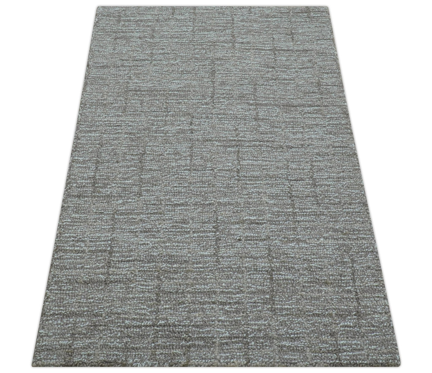 Custom Made Modern Style Brown Hand Tufted Wool Rug