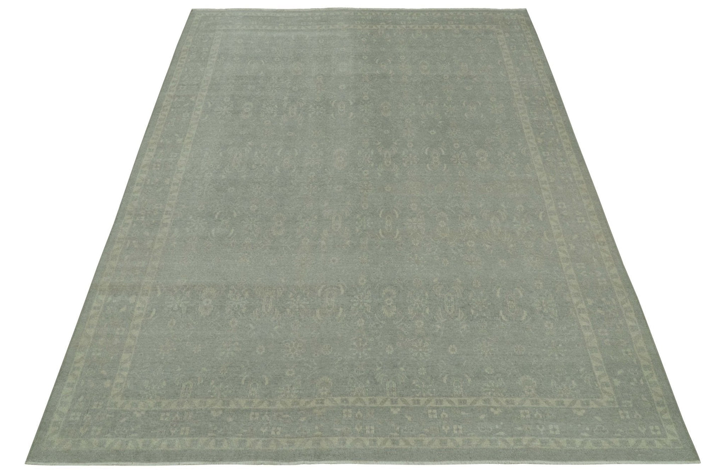 Custom Made Silver Traditional Silver Hand Knotted Wool Rug