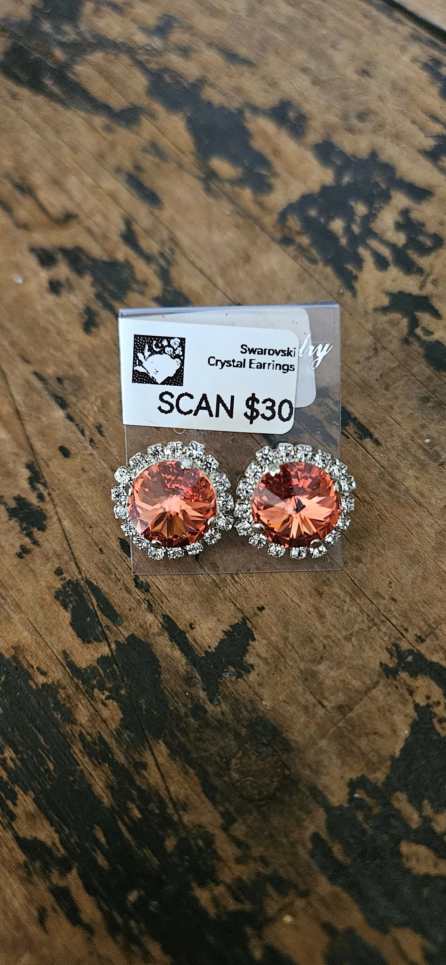 Anytime Crystals 12mm Padparadscha Halo Earrings