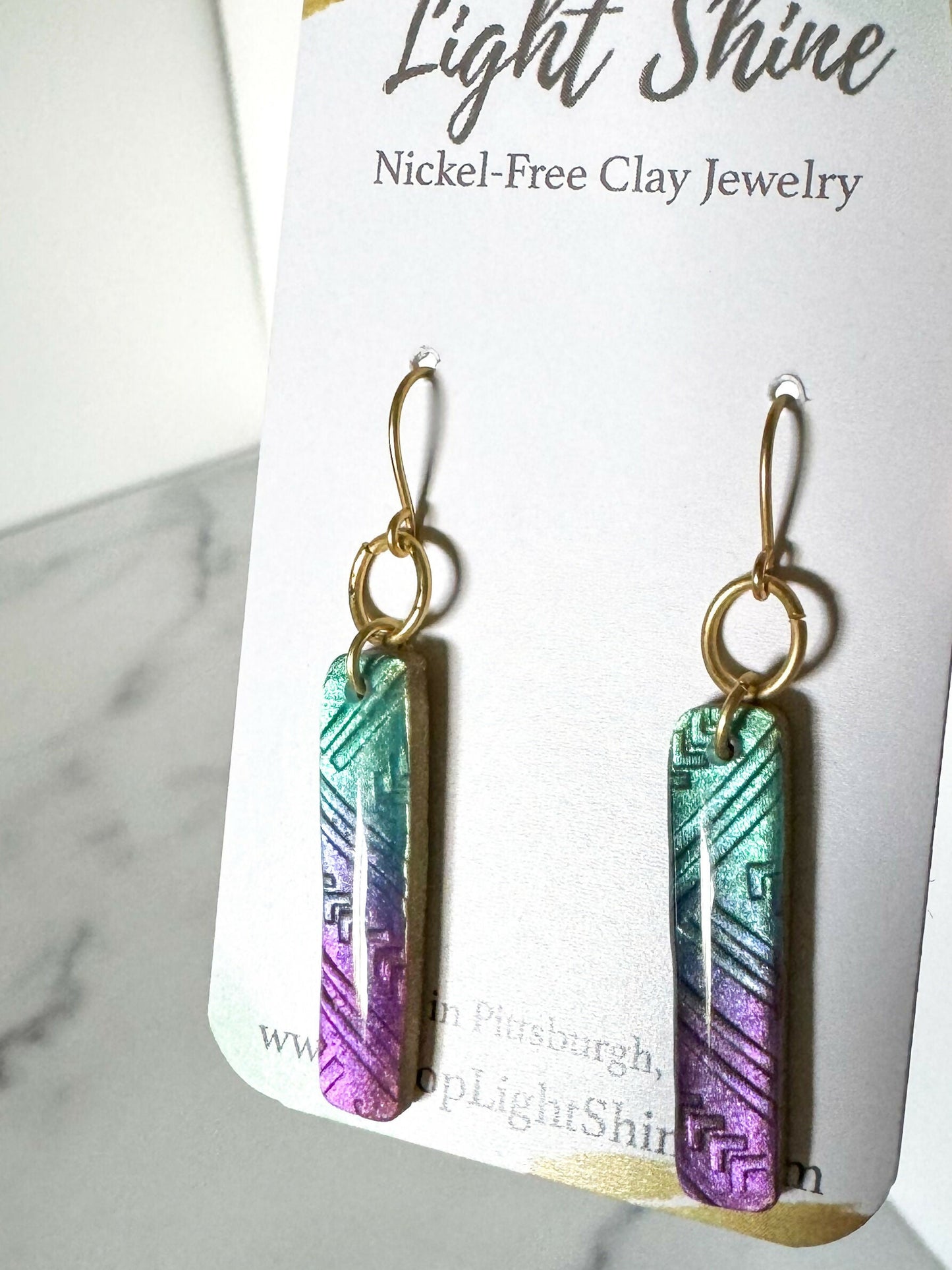 Blue and Purple Clay Stick Drop Earring