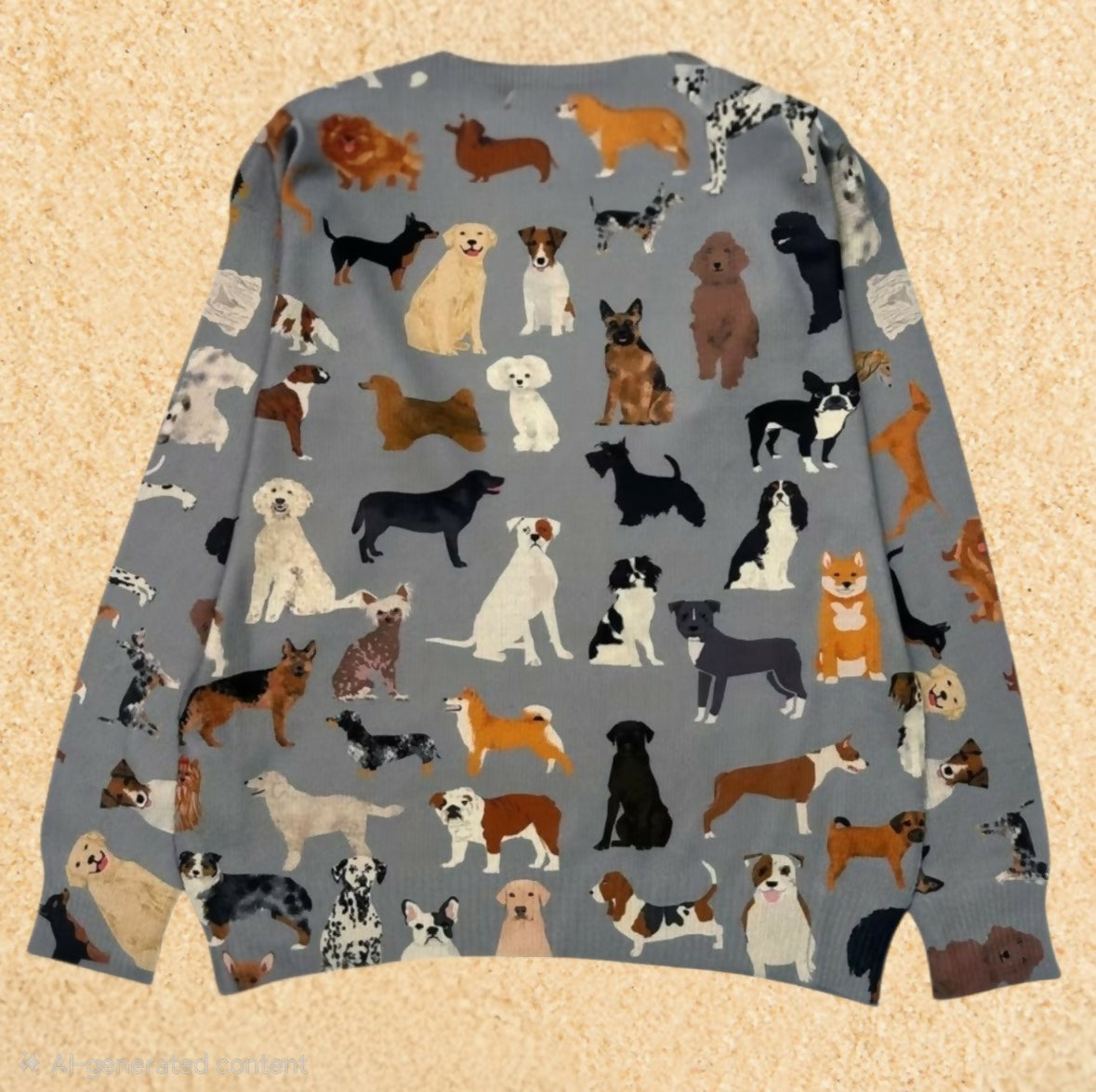 Anytime Crystals Long Sleeve Dog Breed Print Sweater