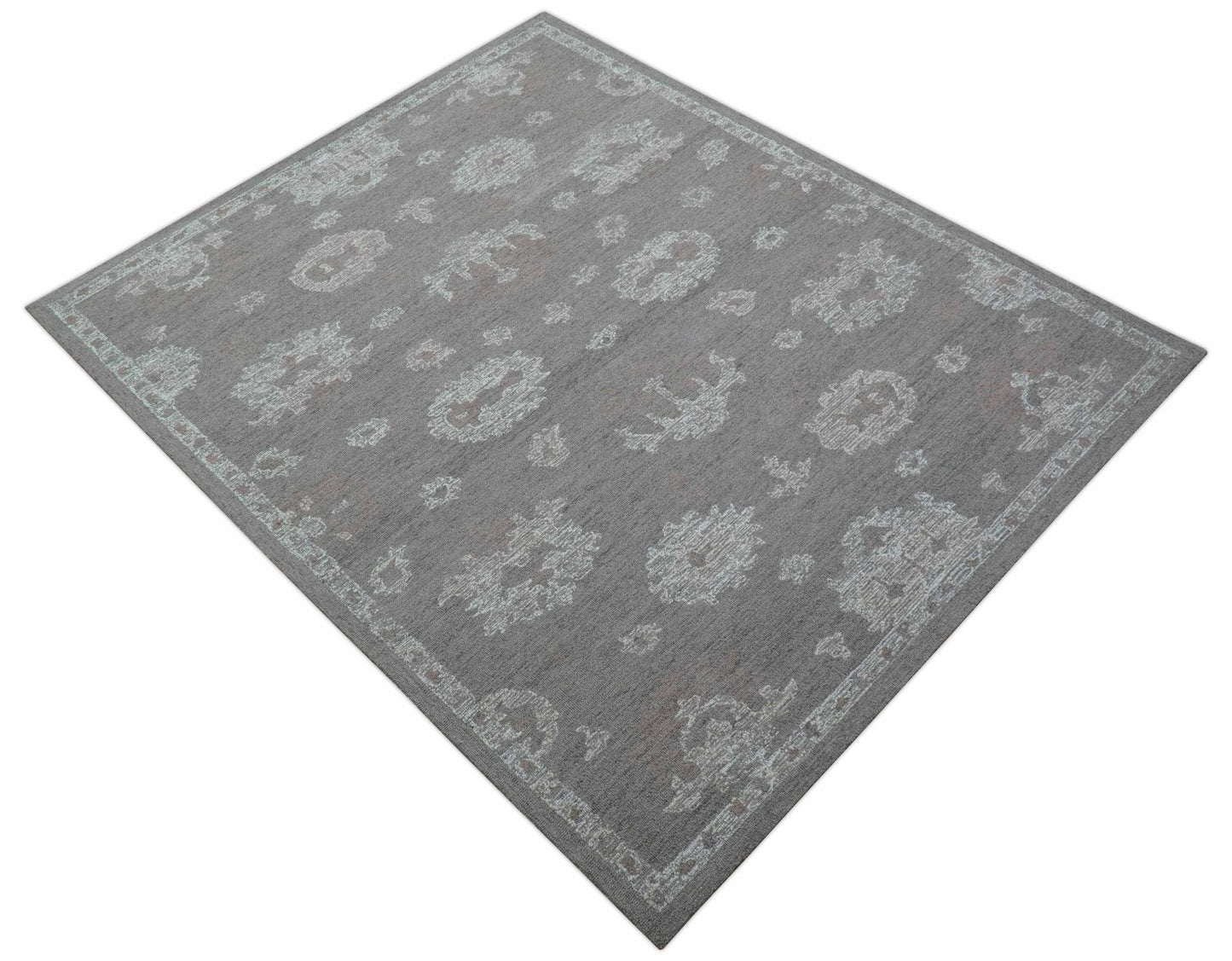 Elvin Custom Made Traditional Oushak Gray Hand Tufted wool rug