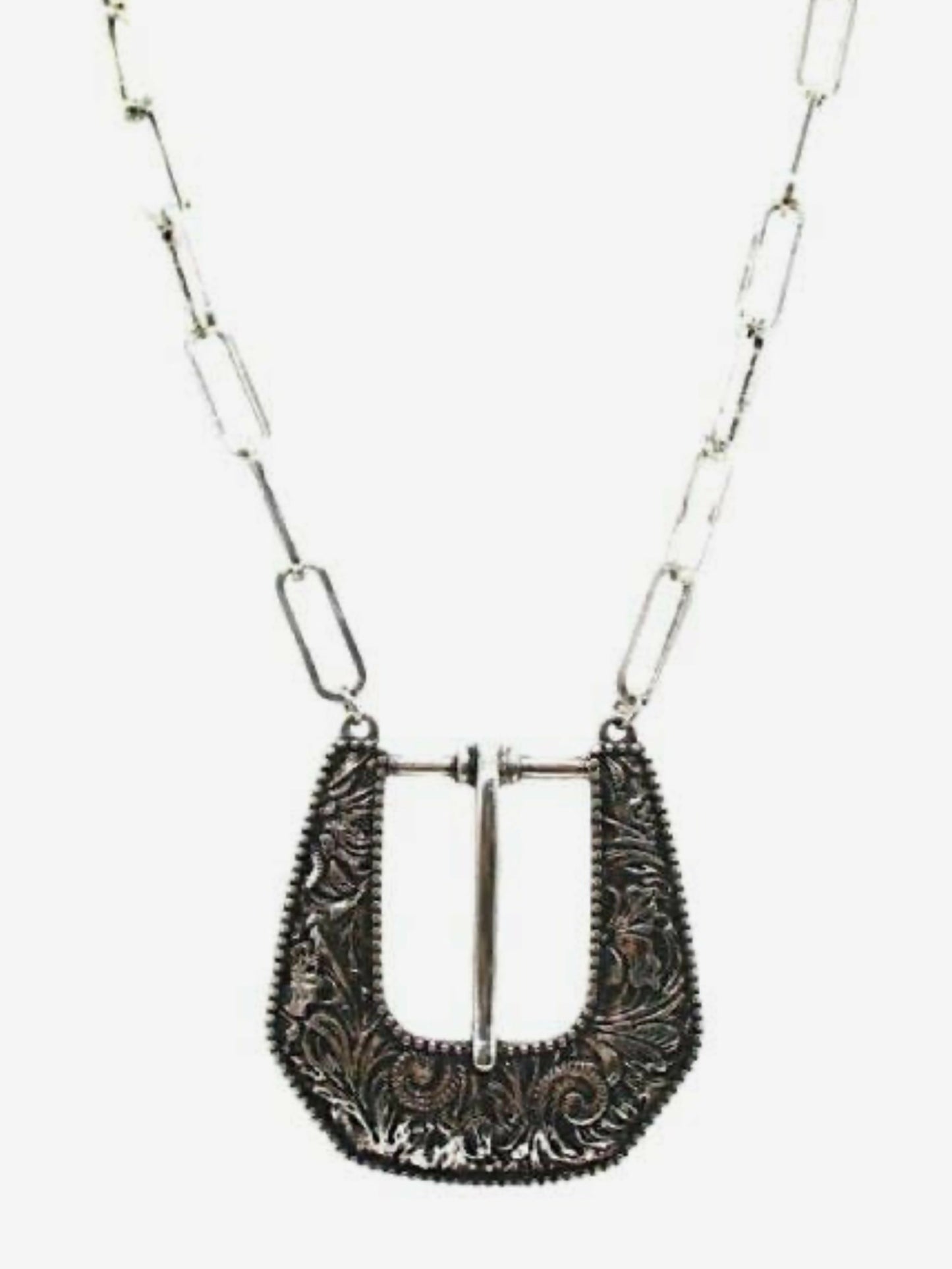 Western Belt Buckle Pendant Necklace