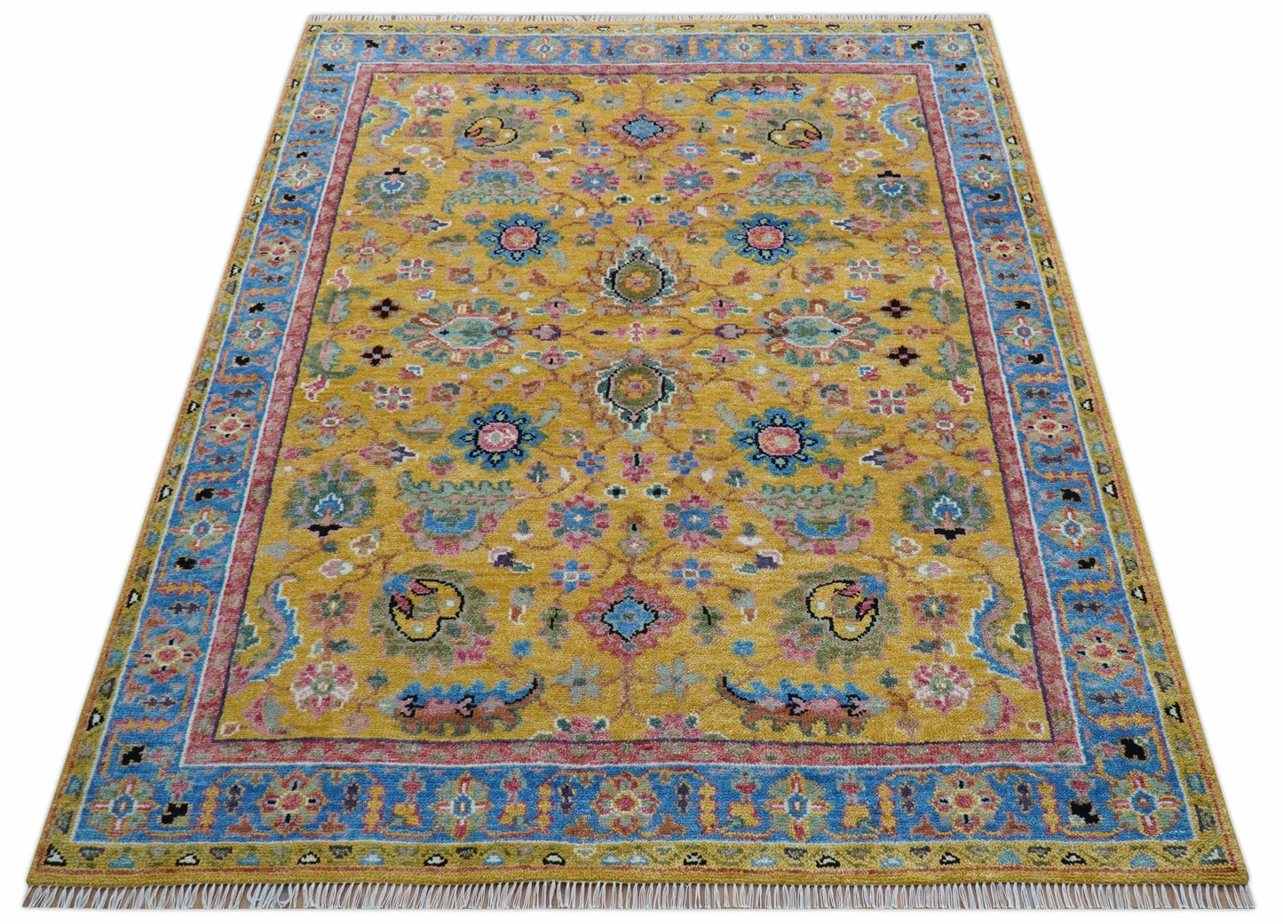 Hanoi Oriental Design Mustard Hand Knotted Wool Area Rug