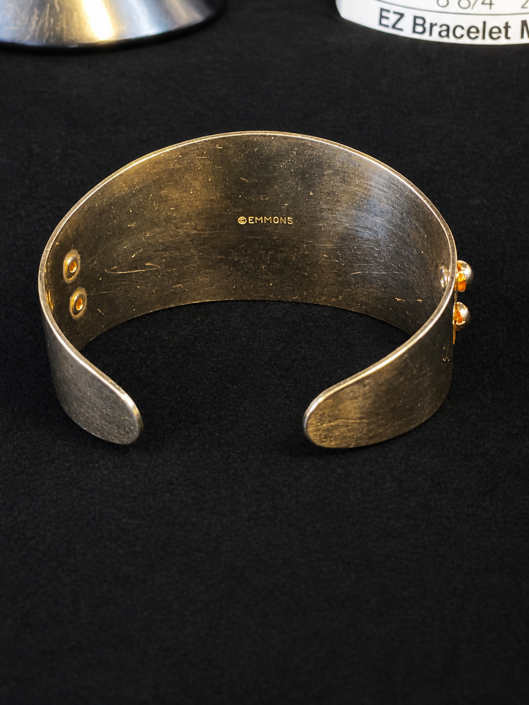 Vintage Emmons “Golden Odyssey” Textured Wide Cuff Bracelet 1974 7”