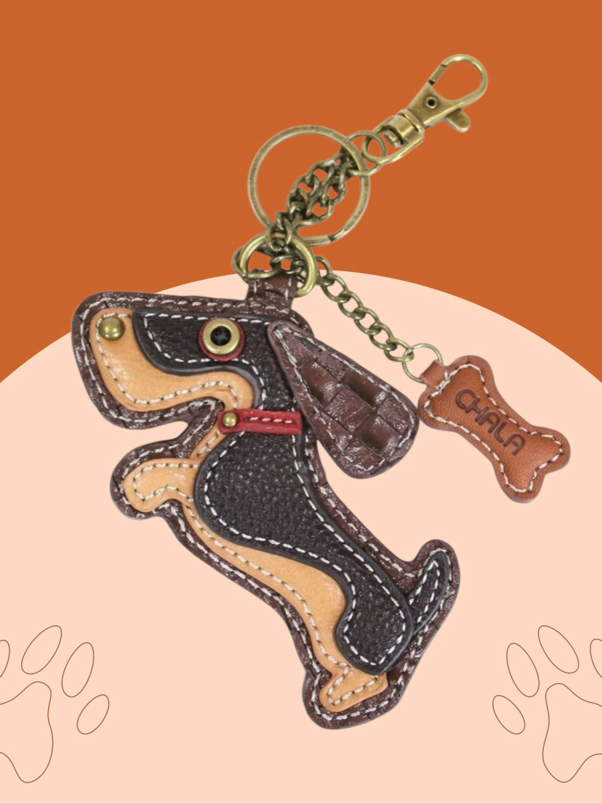 Anytime Crystals Chala Handbags Key Fob - Weiner Dog