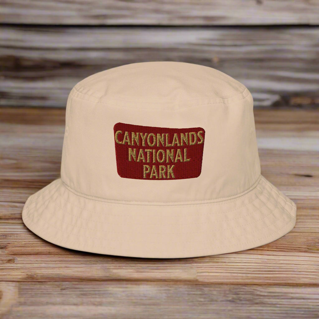 Canyonlands National Park Sign Embroidered Organic Bucket Hat