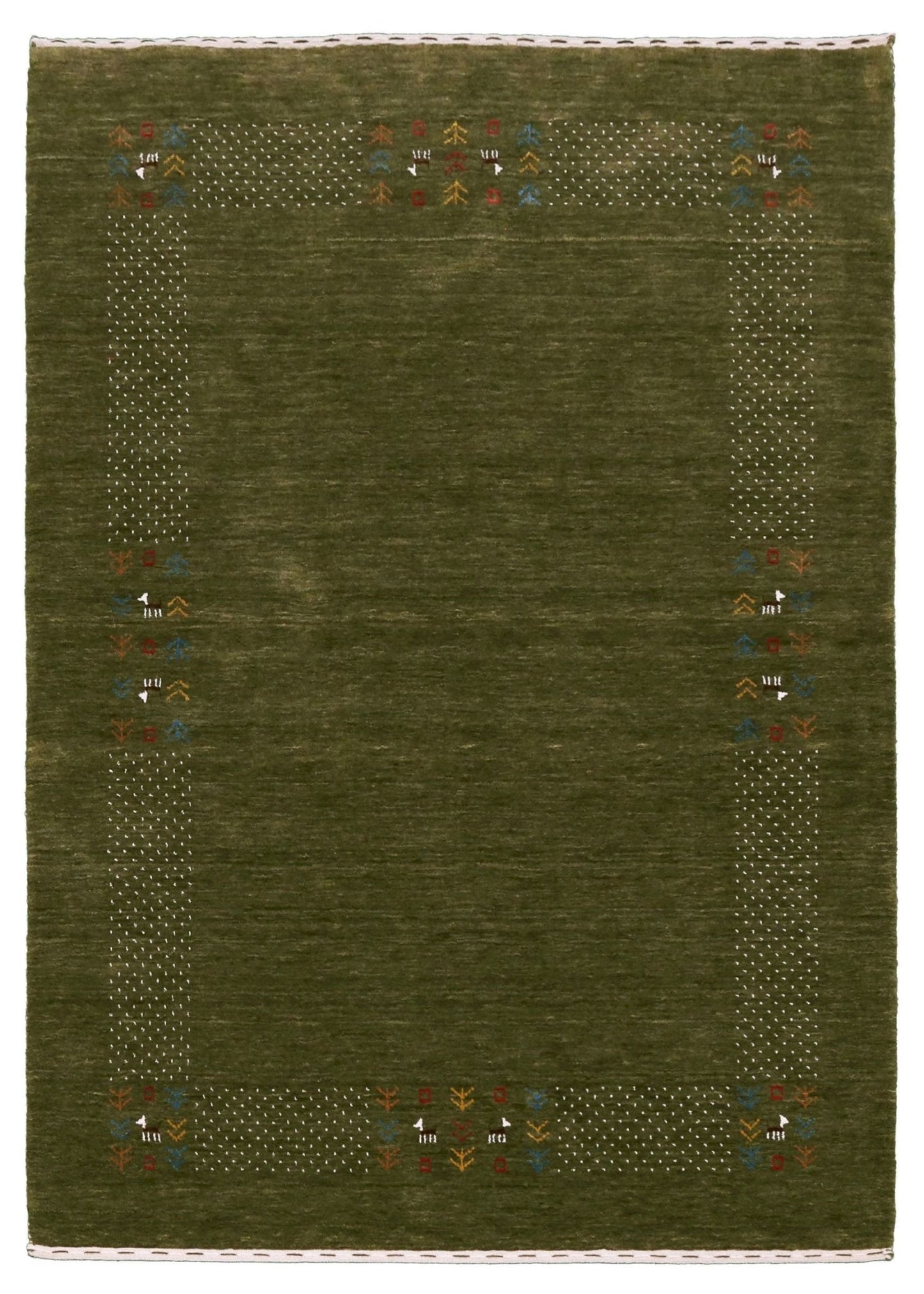 Solid with Border Patterns Hand Loomed Wool Area Rug