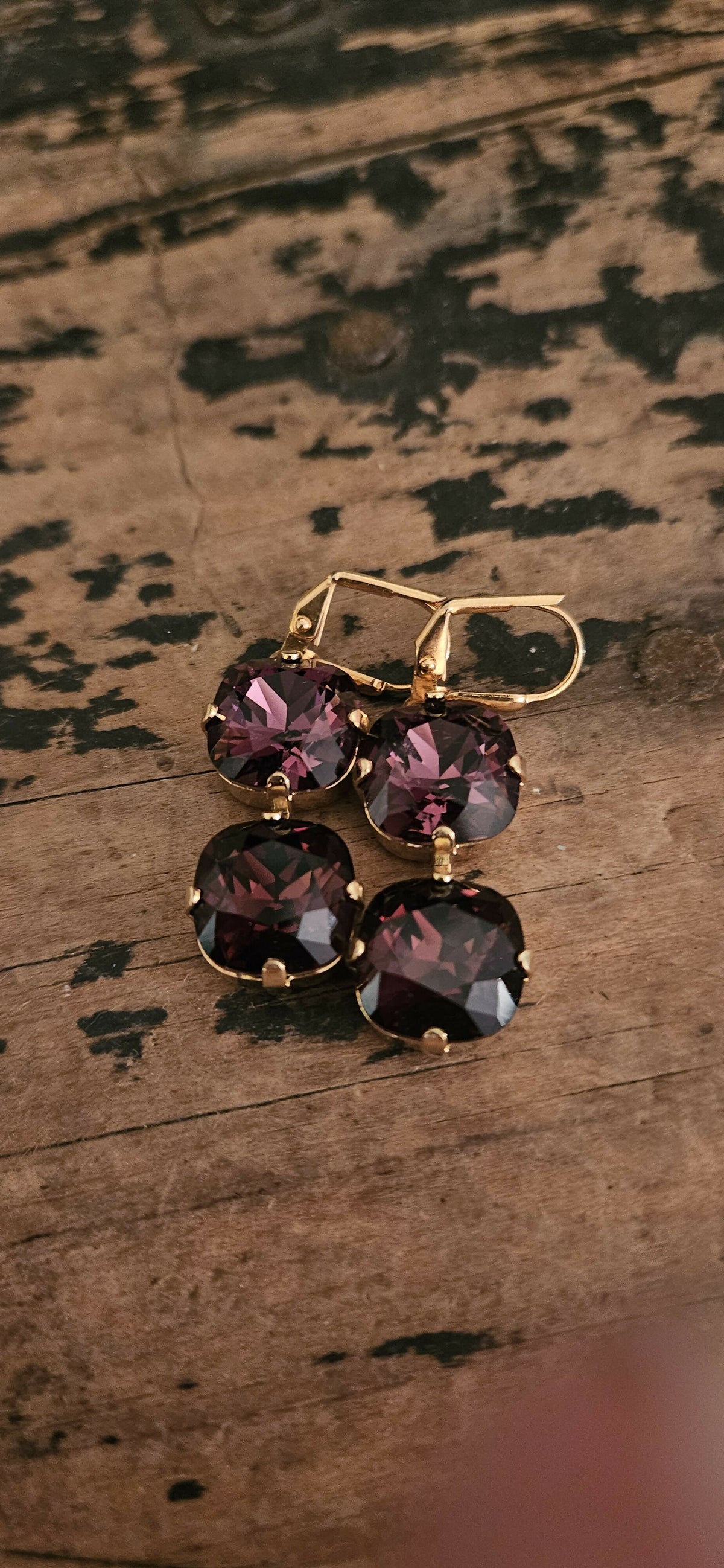 Anytime Crystals 12mm Square Fancy-Cut Swarovski Crystal Earrings